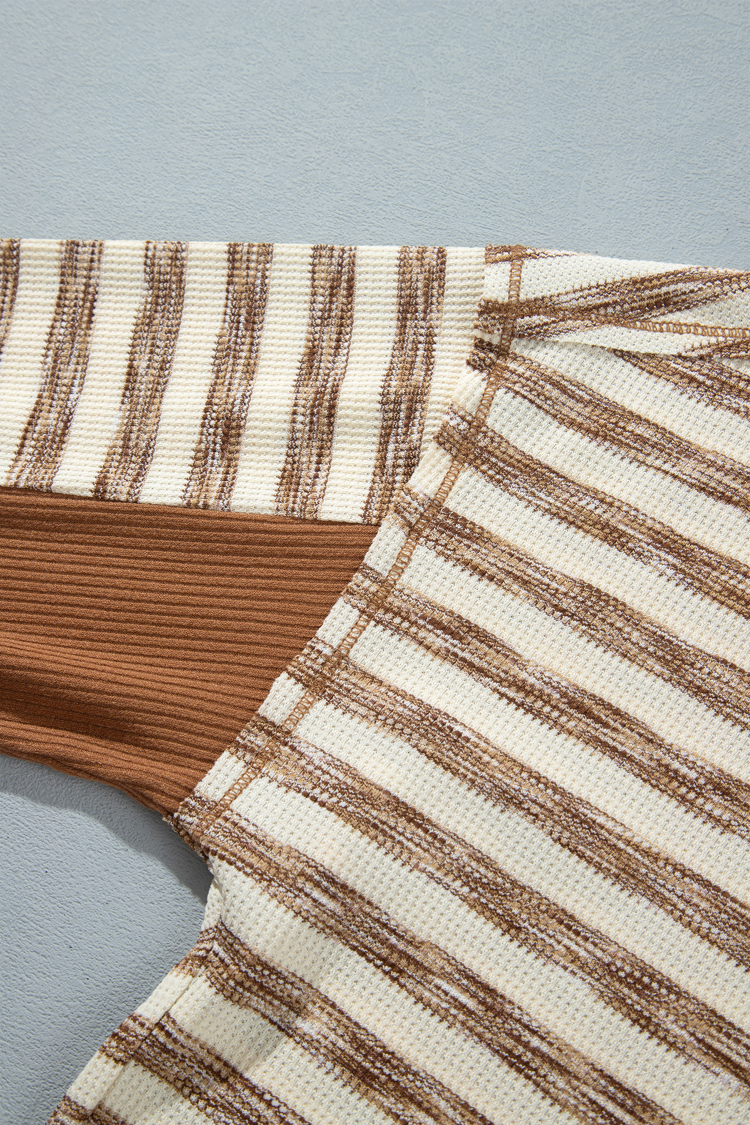 Women's Color Block Top, Striped Round Neck Casual Blouse - Detail View 8