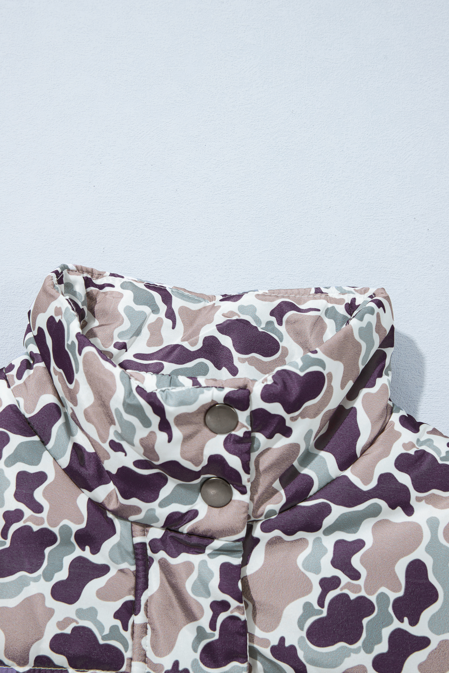 Women's Camo Puffer Vest, Casual Zip Up Stand Neck - Detail View 16