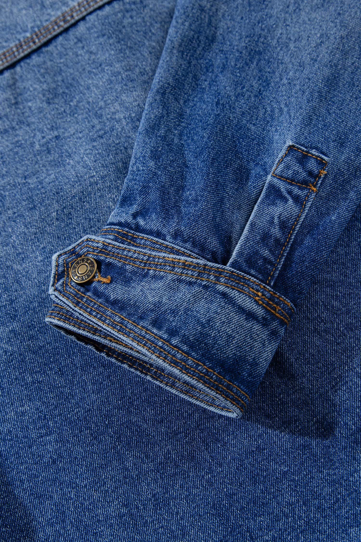 Women's Denim Jacket, Vintage Sail Blue Western Style Coat - Detail View 10