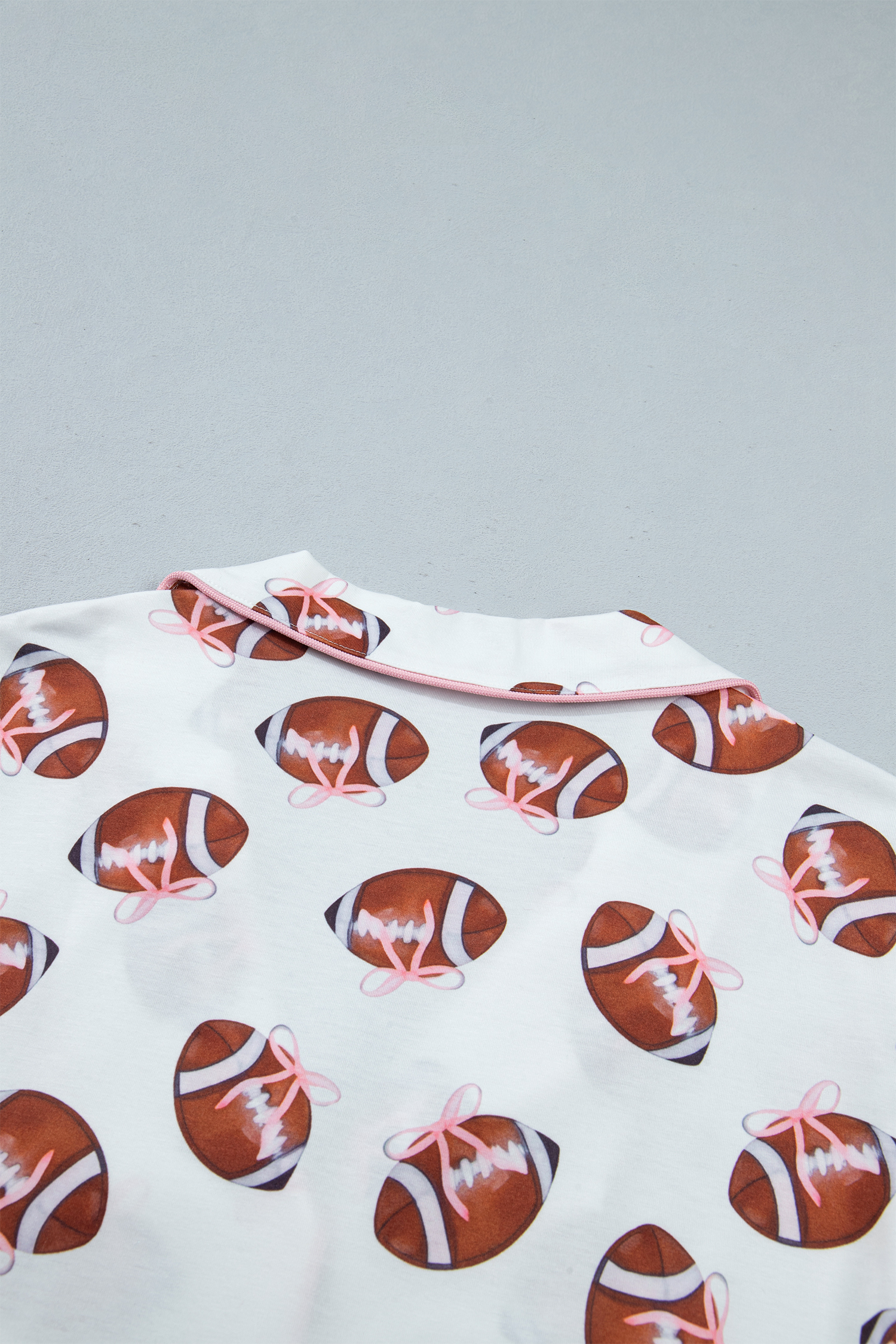 Women's Football Print Pajama Set, Button Down Loungewear - Detail View 10