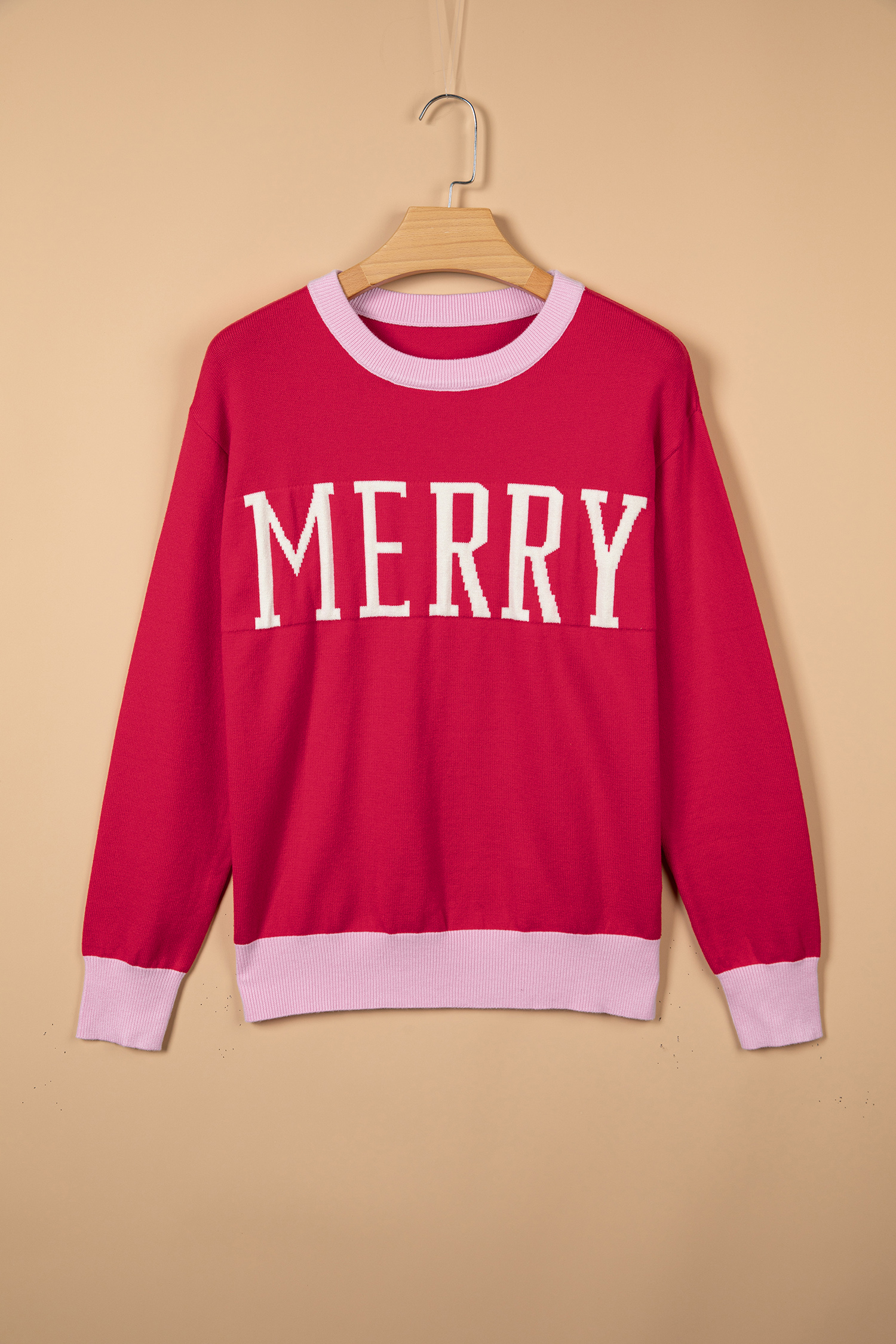 Women's Christmas Sweater, Casual Letter Print - Detail View 7
