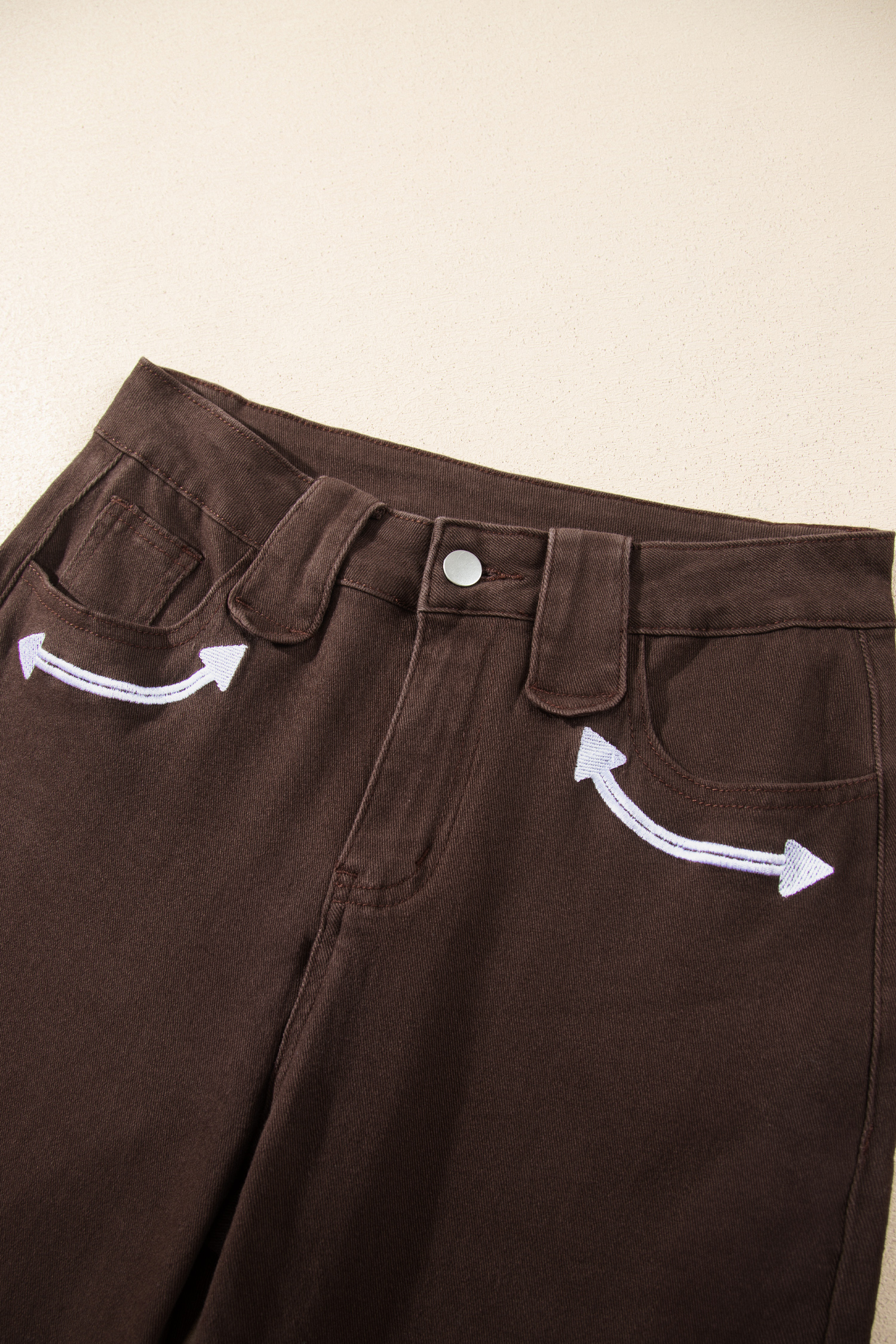 Women's Stretch Cotton Jeans, Coffee Brown Western Pants - Detail View 15