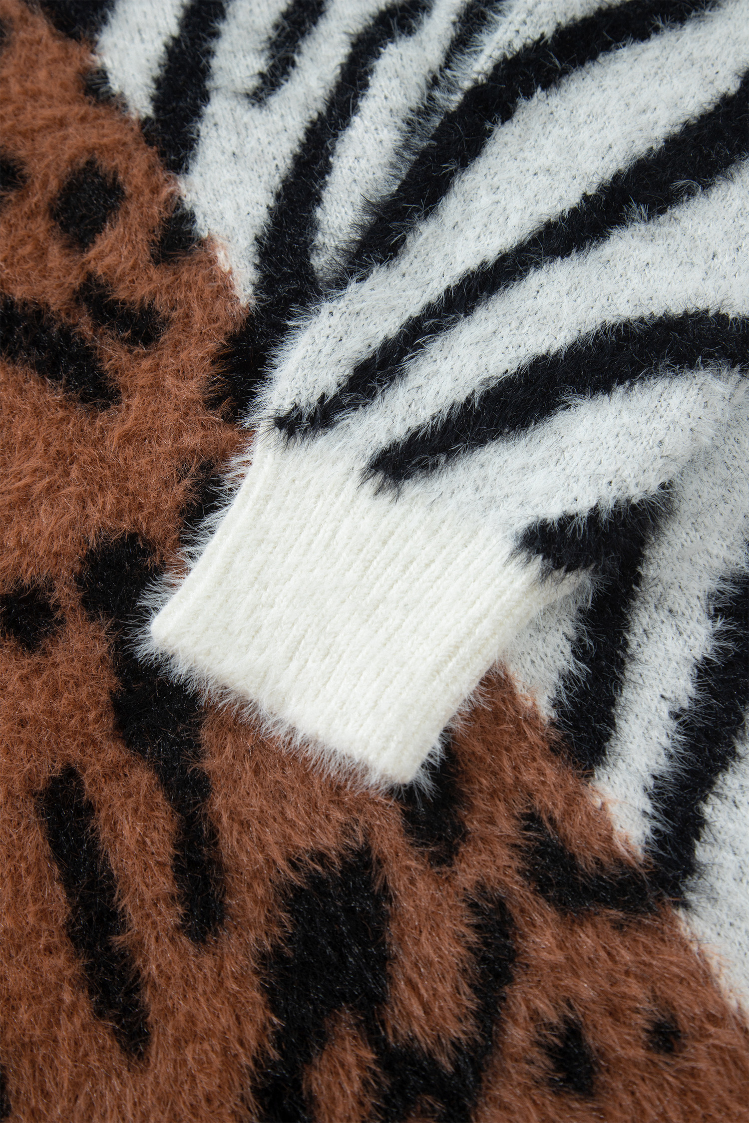 Women's Leopard Sweater, Western Zebra Print Round Neck - Detail View 5