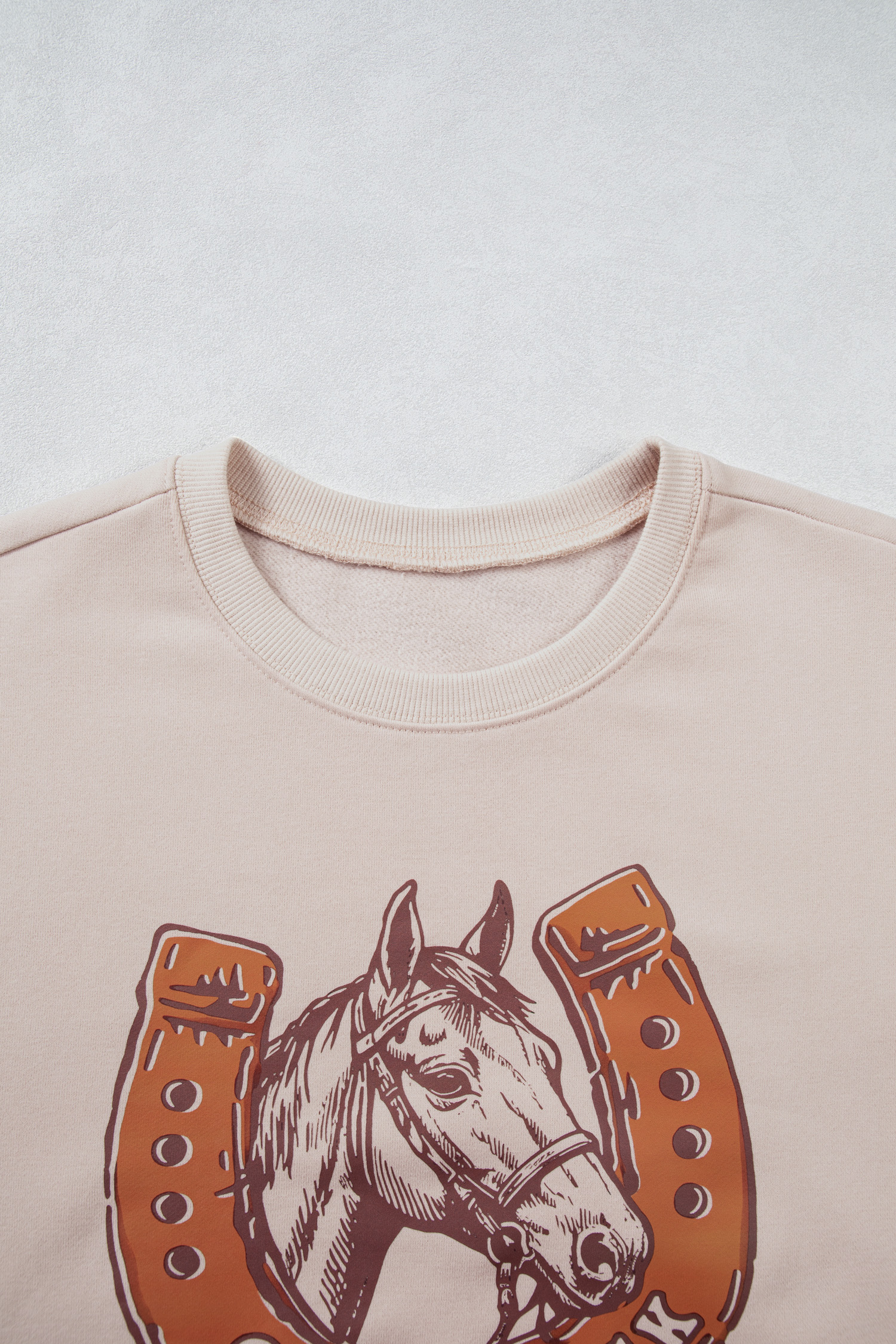 Horse Print Graphic Pullover, Oversized Western Women Top - Detail View 8