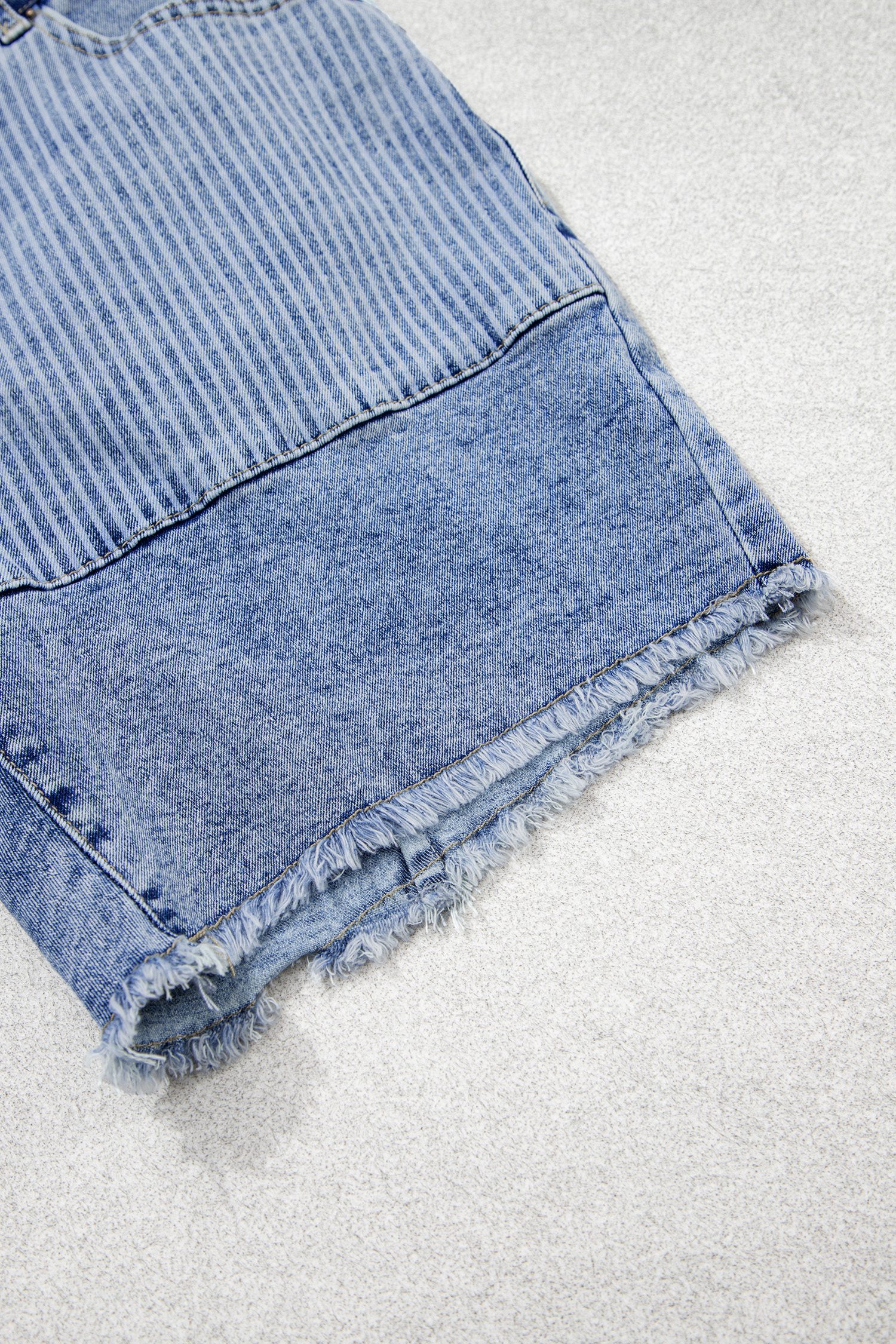 Boho High Waist Denim Shorts, Patchwork Print Summer Apparel - Detail View 9