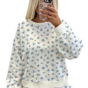 Women's Floral Pullover Shorts Set, Casual Daily Lounge - Main View