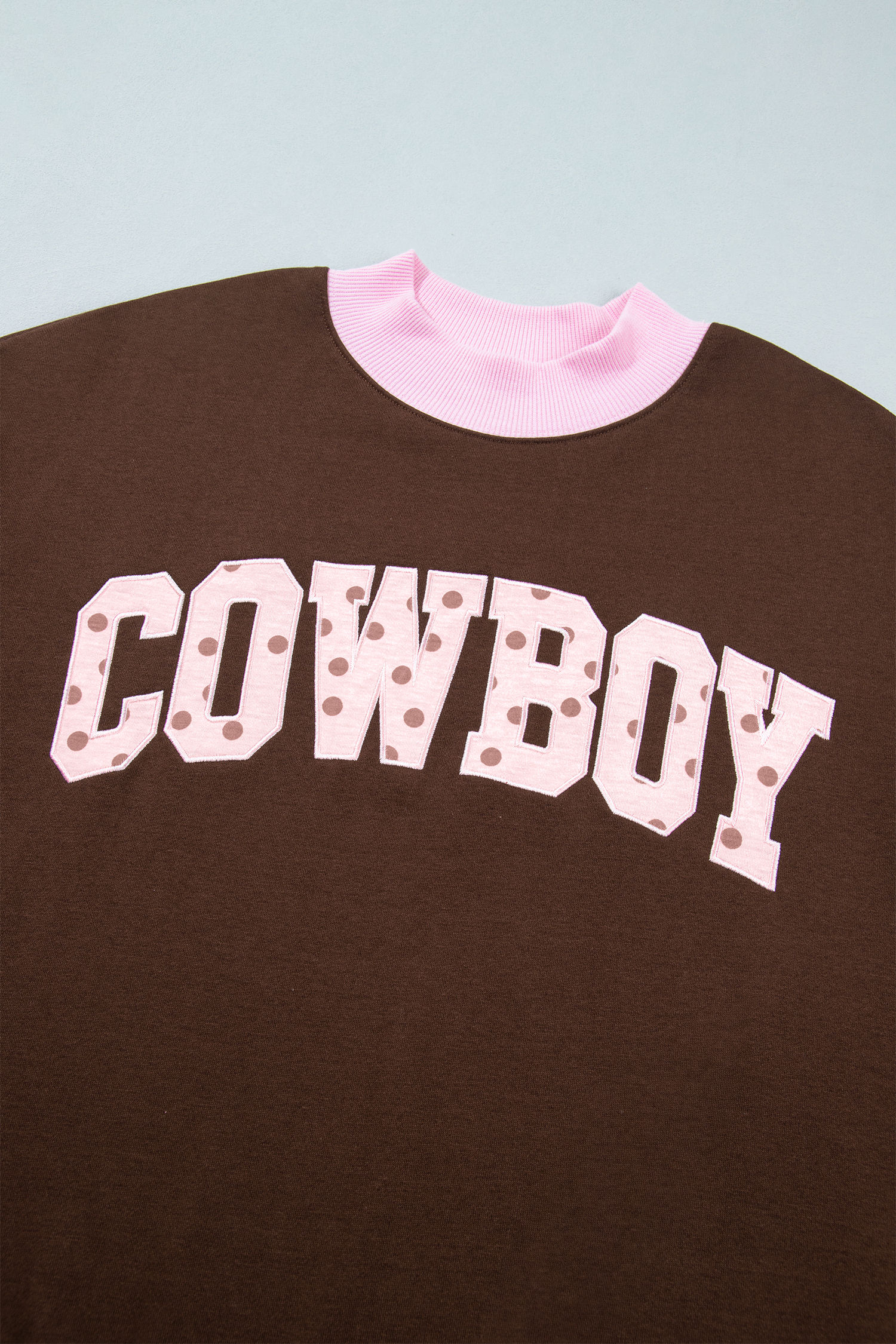 Women's Cowboy Graphic Pullover, Polka Dot Letter Print - Detail View 8
