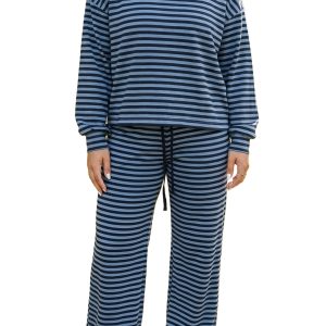 Women's Striped Lounge Set, Casual Long Sleeve Pajamas - Main View