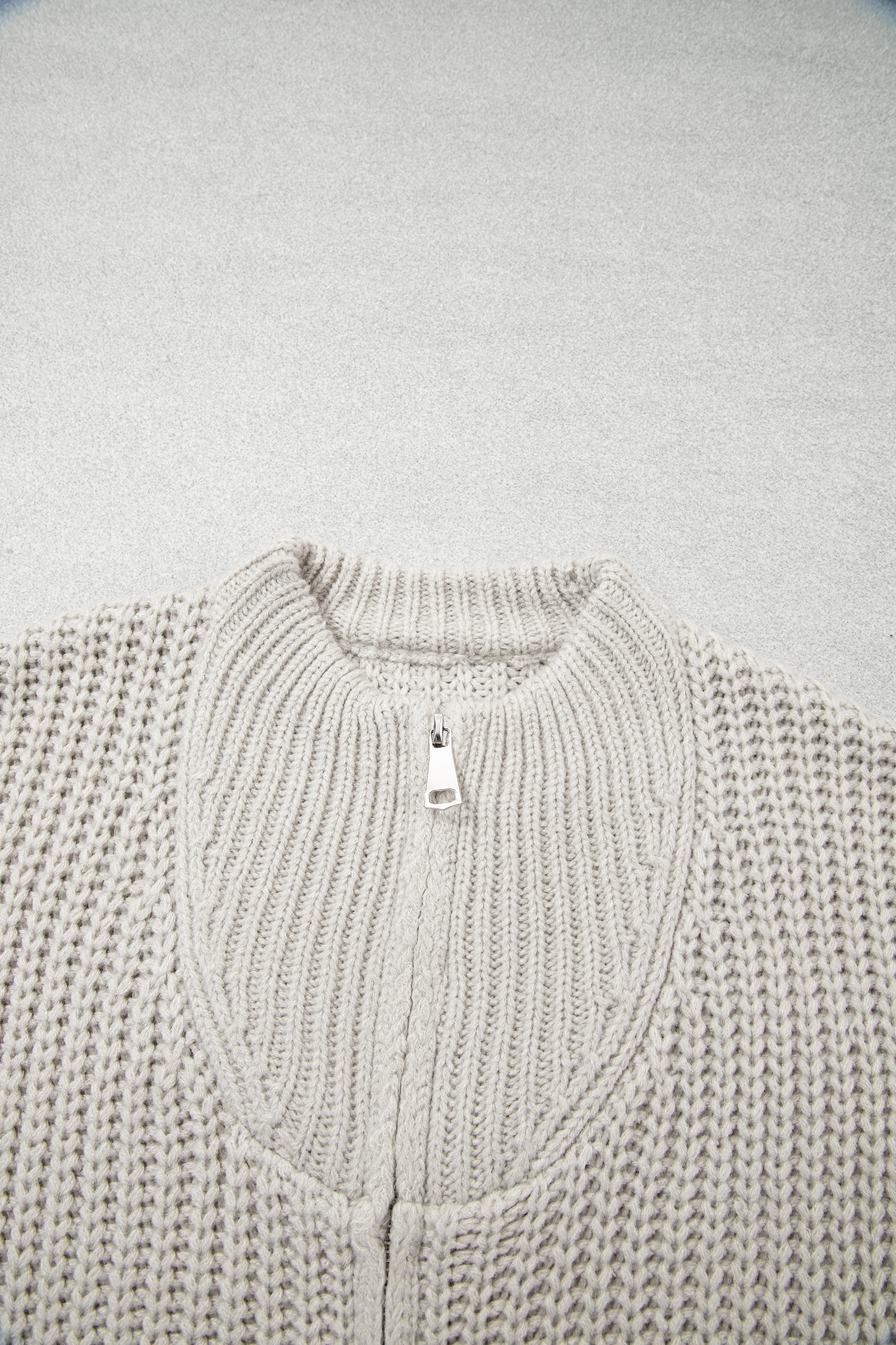 Women's High Neck Zipper Sweater, Casual Short Sleeve Knit - Detail View 6