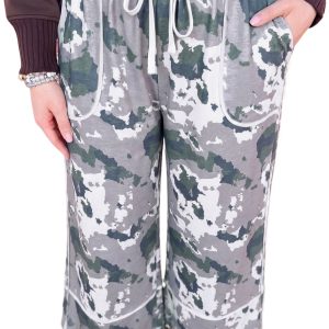 Camo Women's Pants, Casual Drawstring Plus Size Daily - Main View