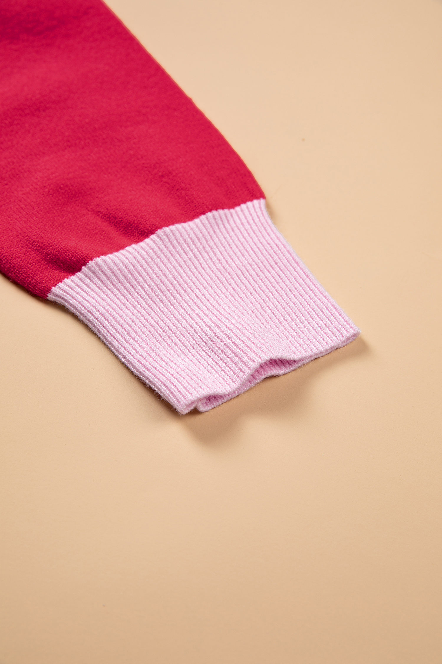 Women's Letter Print Sweater, Festive Colorblock - Detail View 11