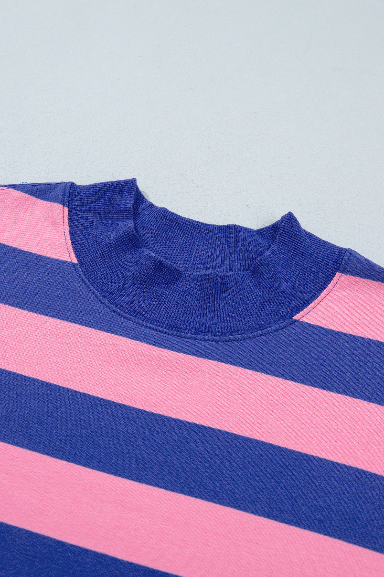 Women's Colorblock Sweatshirt, Striped Stand Neck Top - Detail View 5