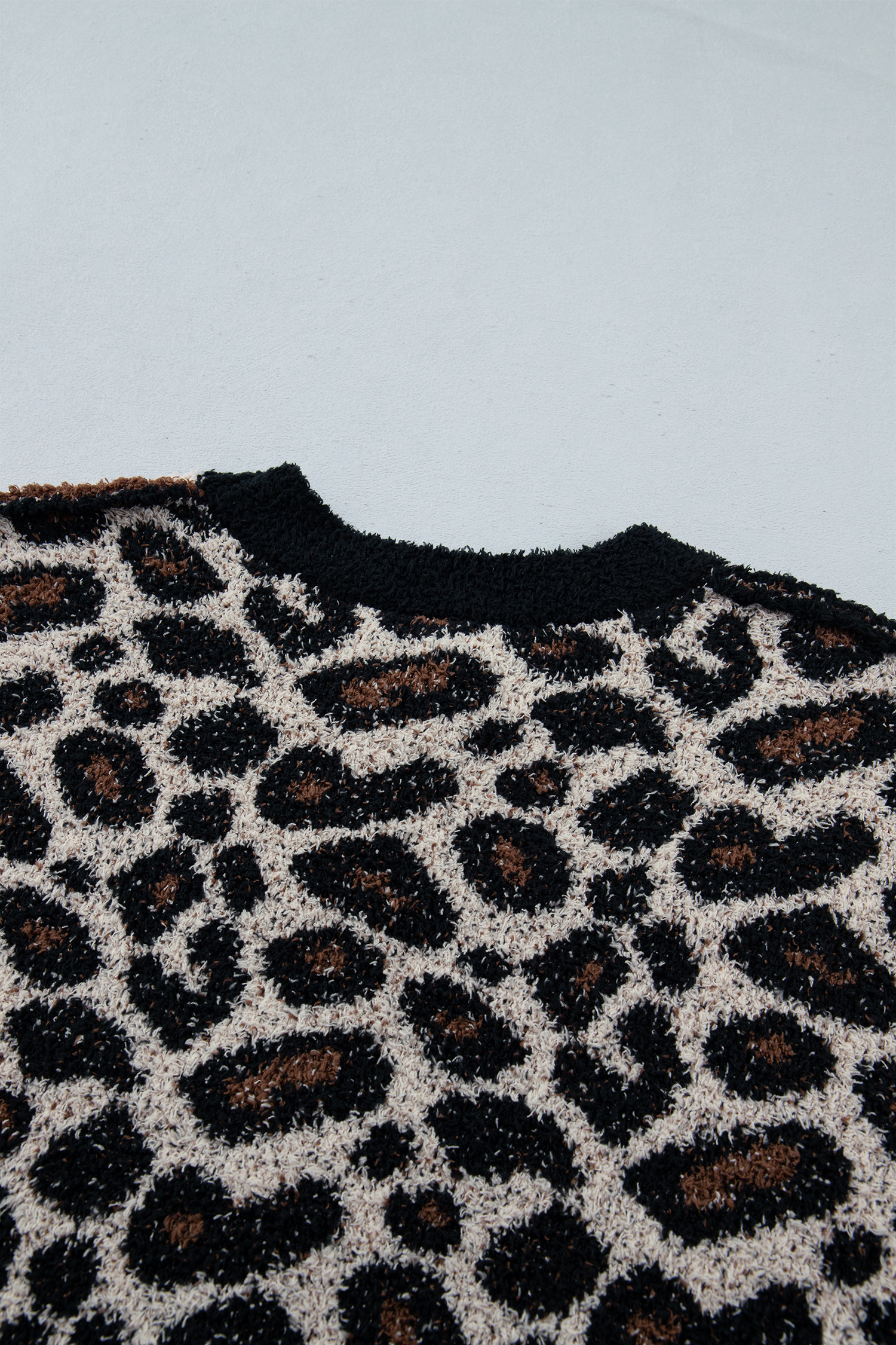 Gray Leopard Star Sweater, Round Neck Women's Daily - Detail View 13