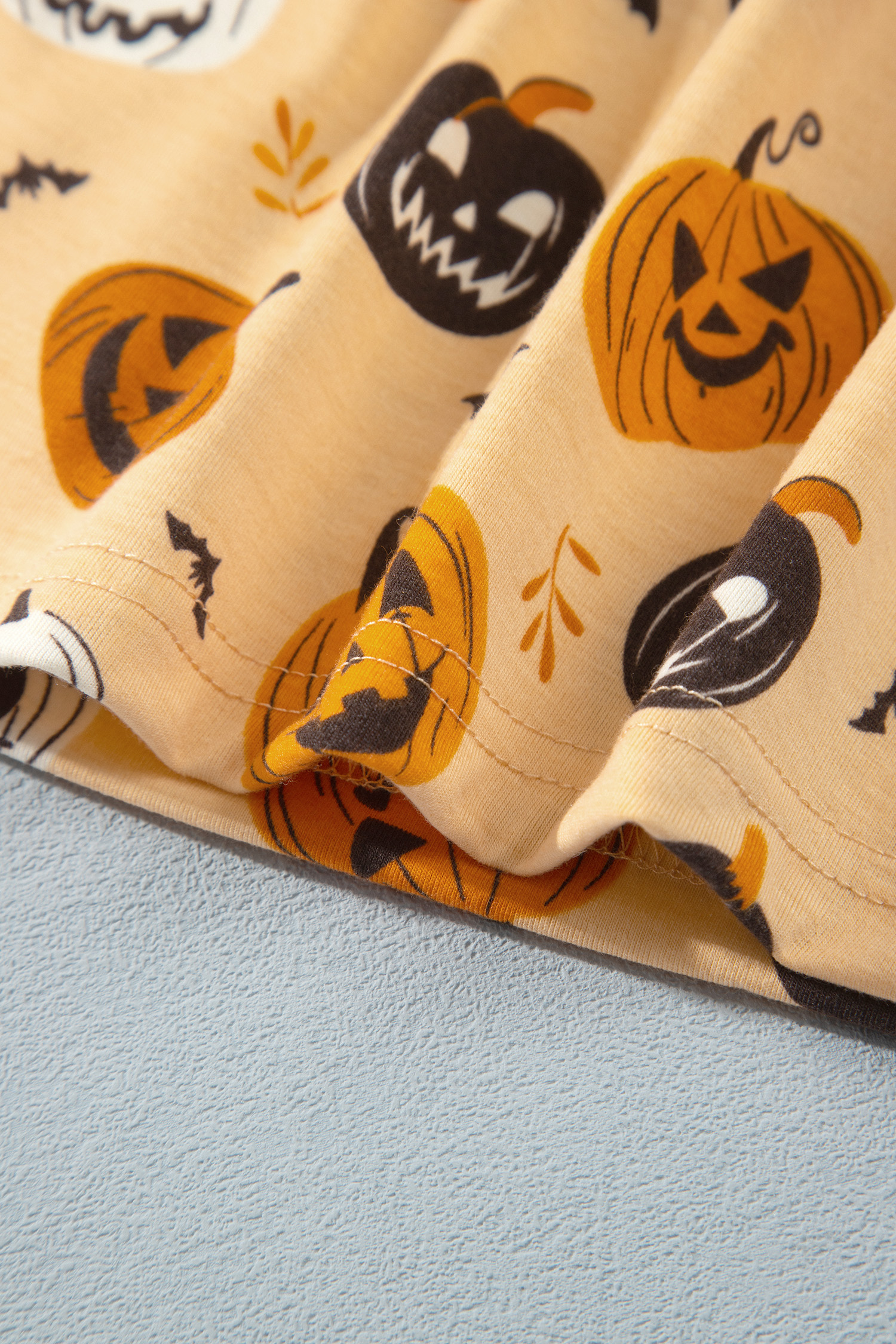 Autumn Pumpkin Print Sleepwear, Two Piece Casual Lounge Set - Detail View 14