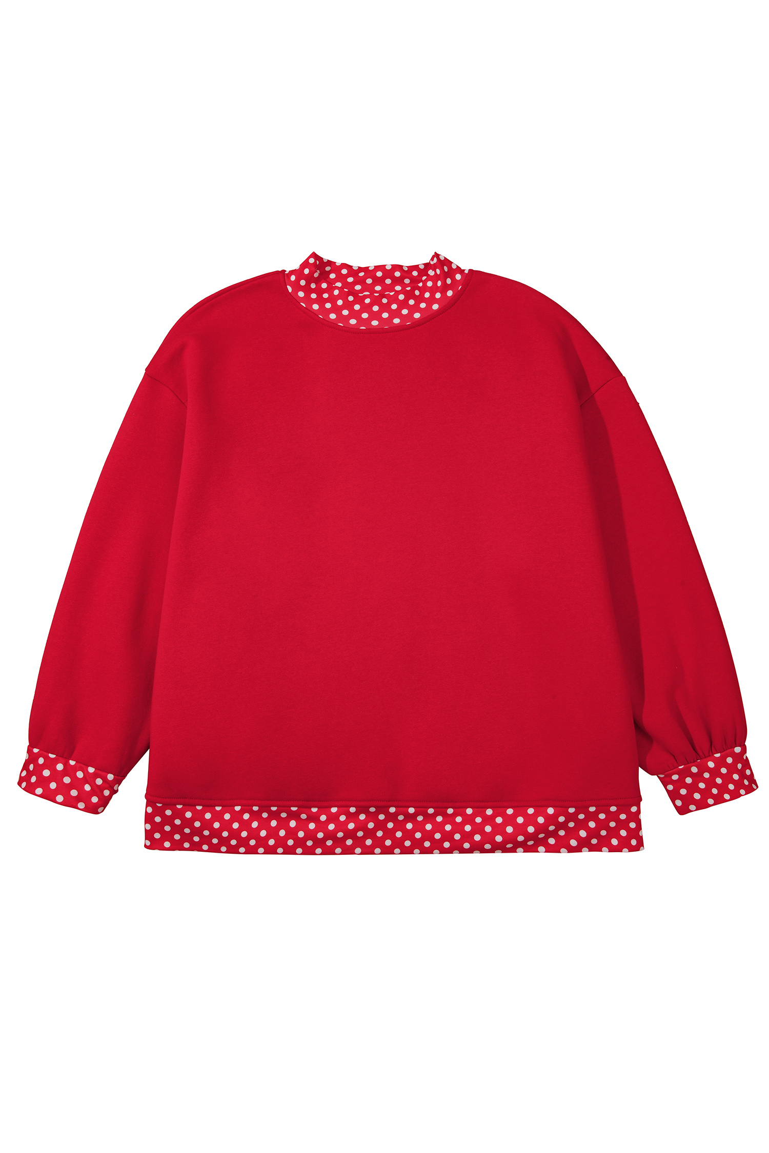 Cotton Blend Polka Dot Sweatshirt, Cozy Autumn Women Top - Detail View 3