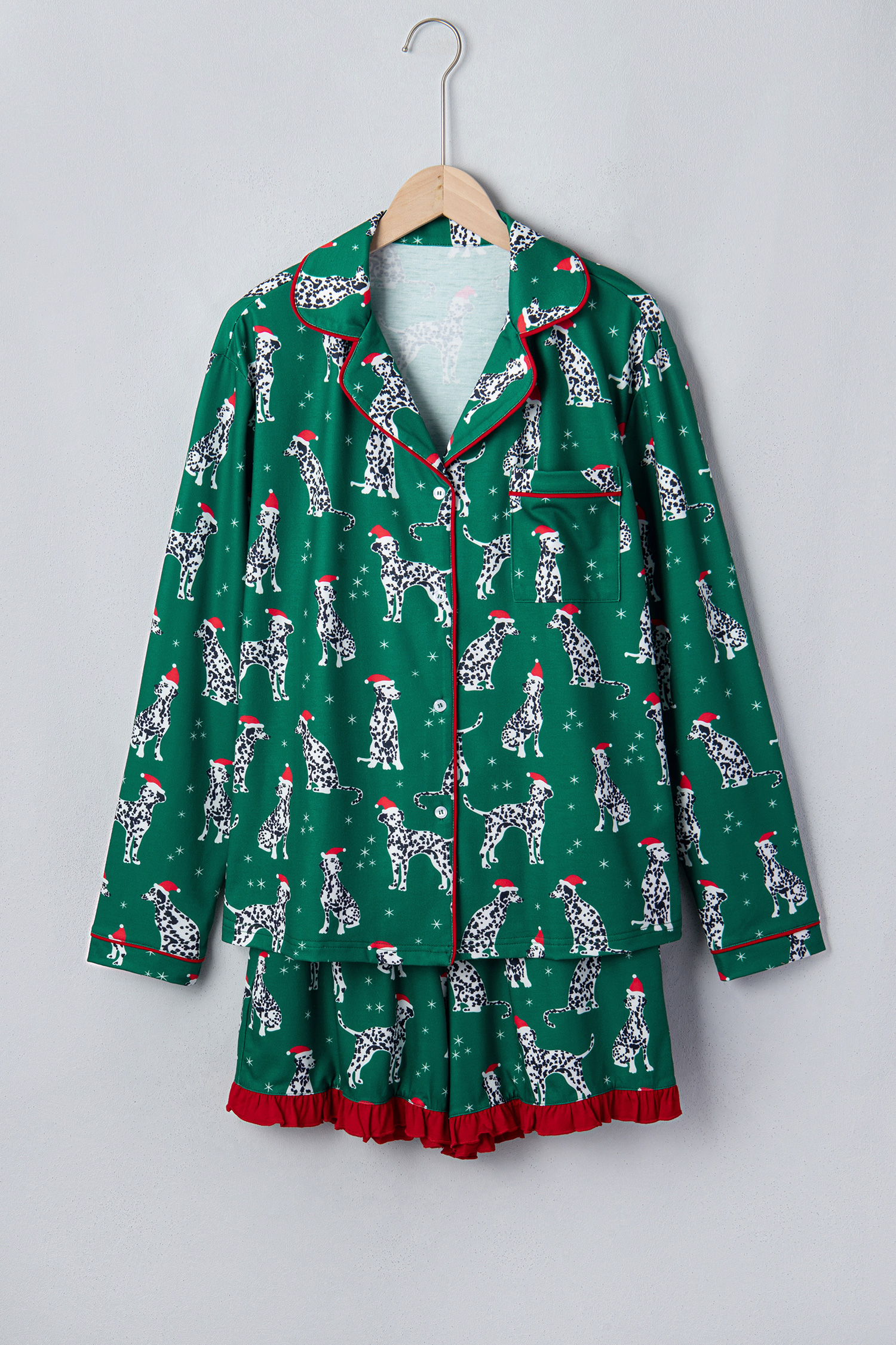 Holiday Dog Print PJ Set, Women's Long Sleeve Loungewear - Detail View 8