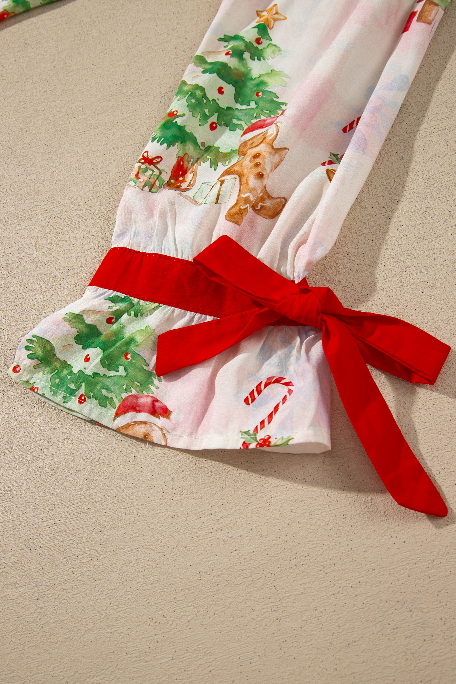 Women's Long Sleeve Pajama Set, Ruffled Holiday PJ - Detail View 12