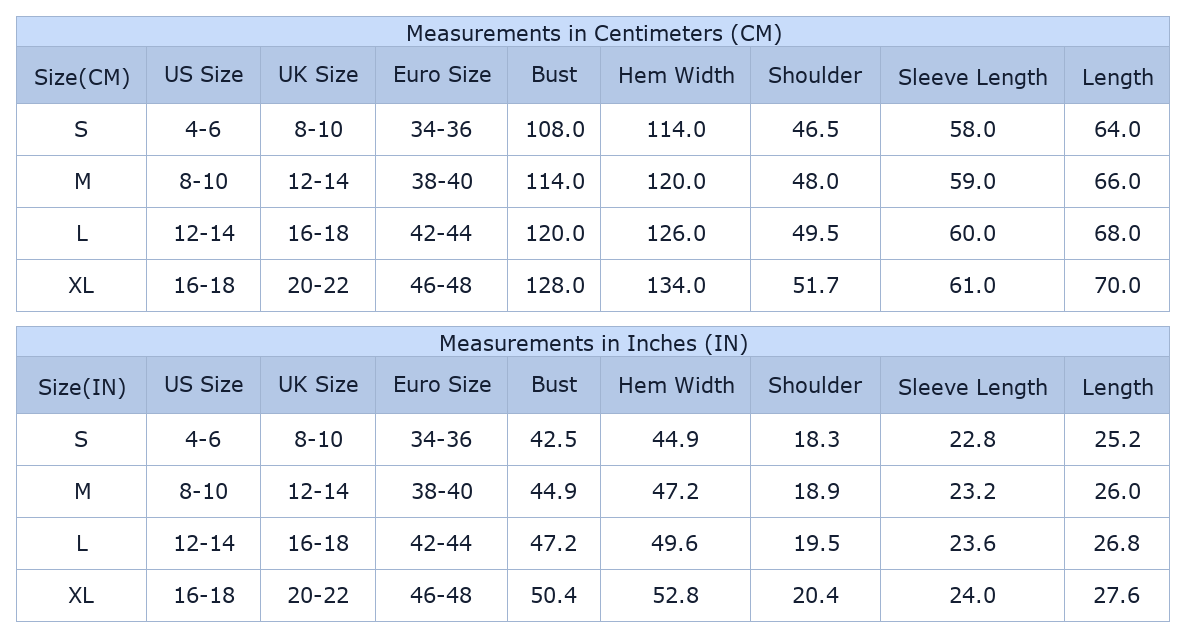 Women's Camo Puffer Coat, Casual Daily Winter Jacket - Size Chart & Details