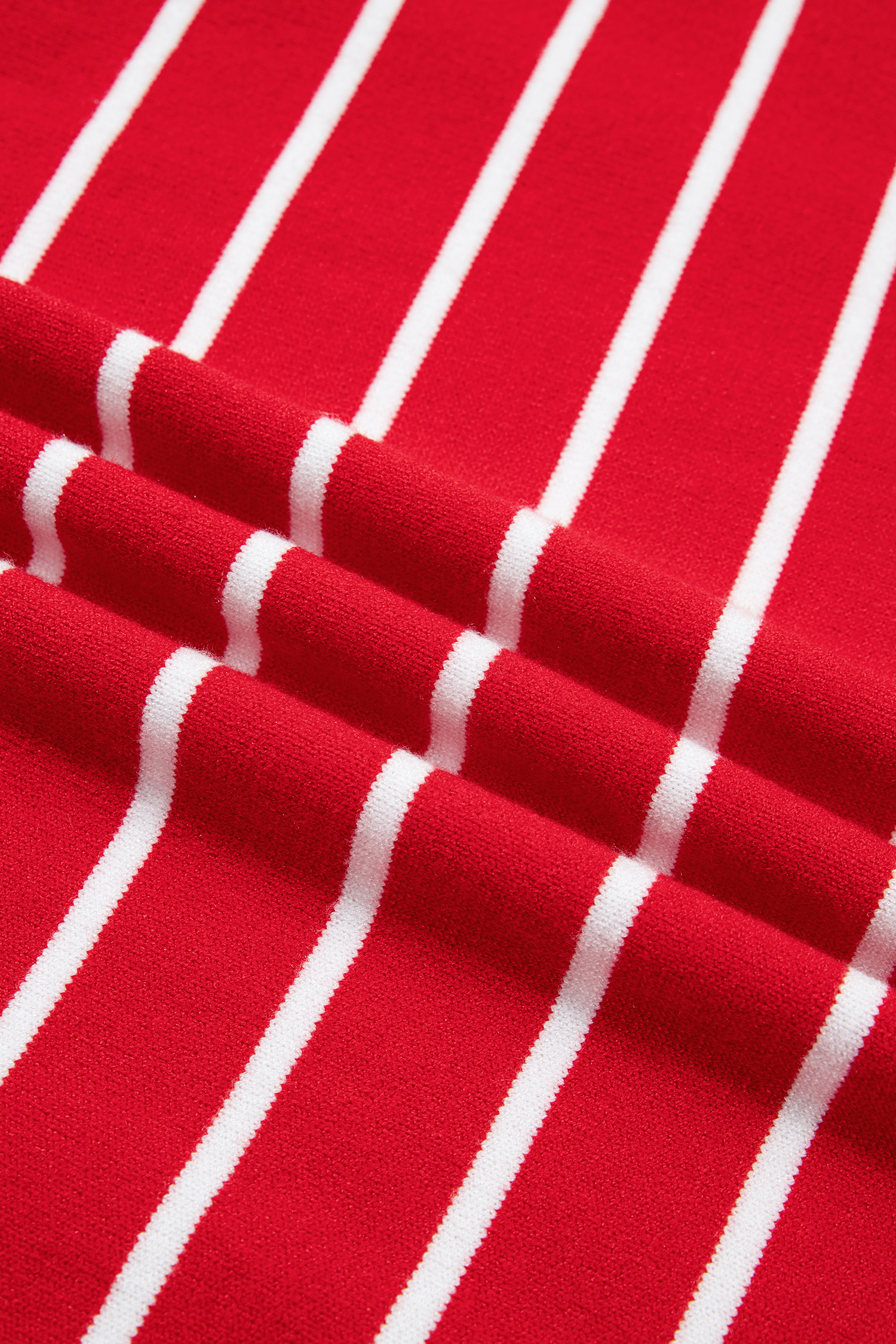 Women's Red Striped Knit Top, Trendy Dropped Shoulder - Detail View 5
