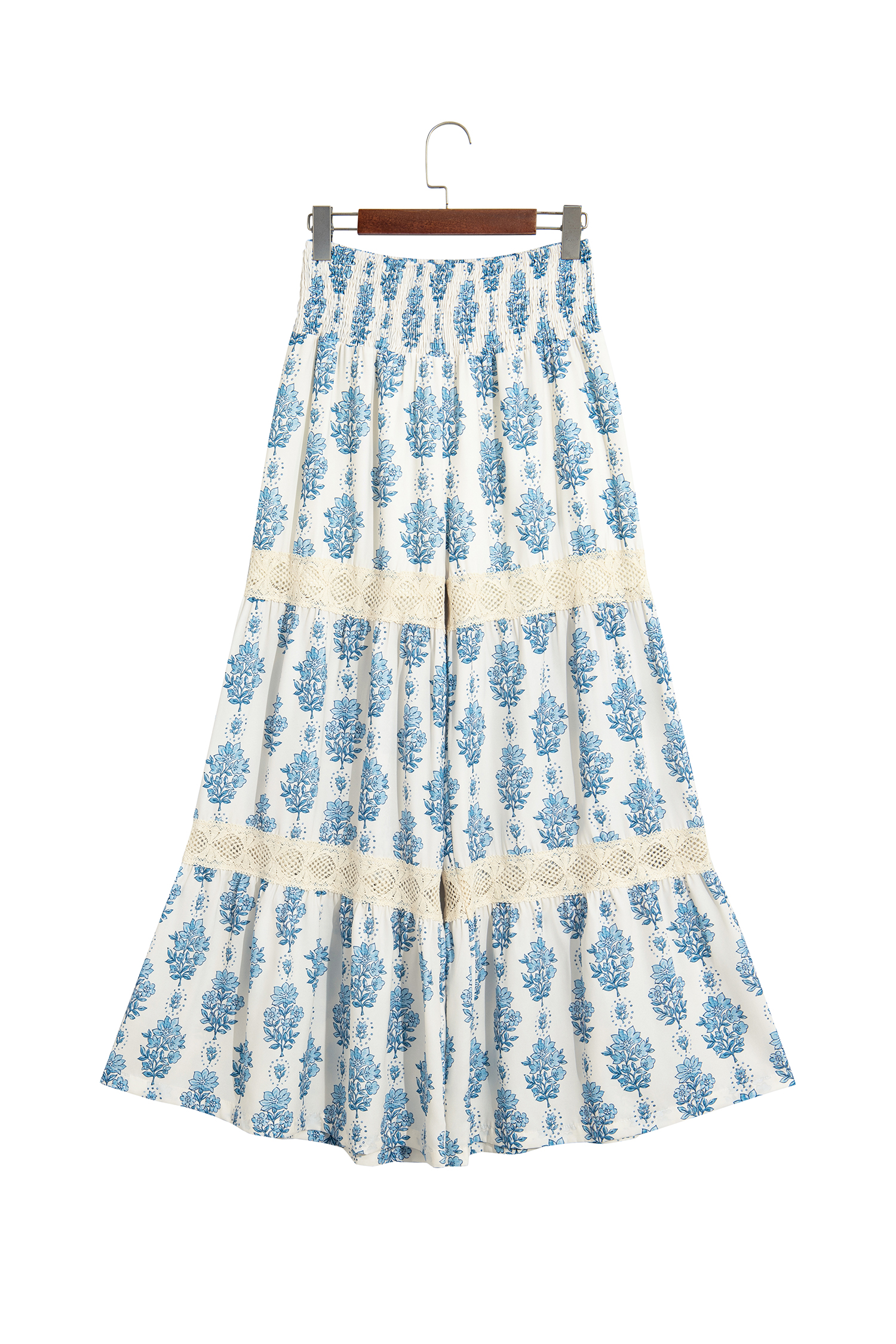 Women's Smocked Waist Pants, High Waist Floral - Detail View 3