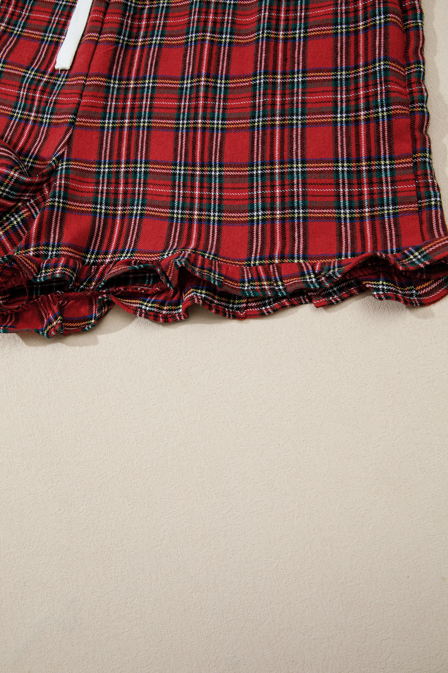 Cozy Merry Lounge Set, Women's Red Plaid Shorts And Top - Detail View 15