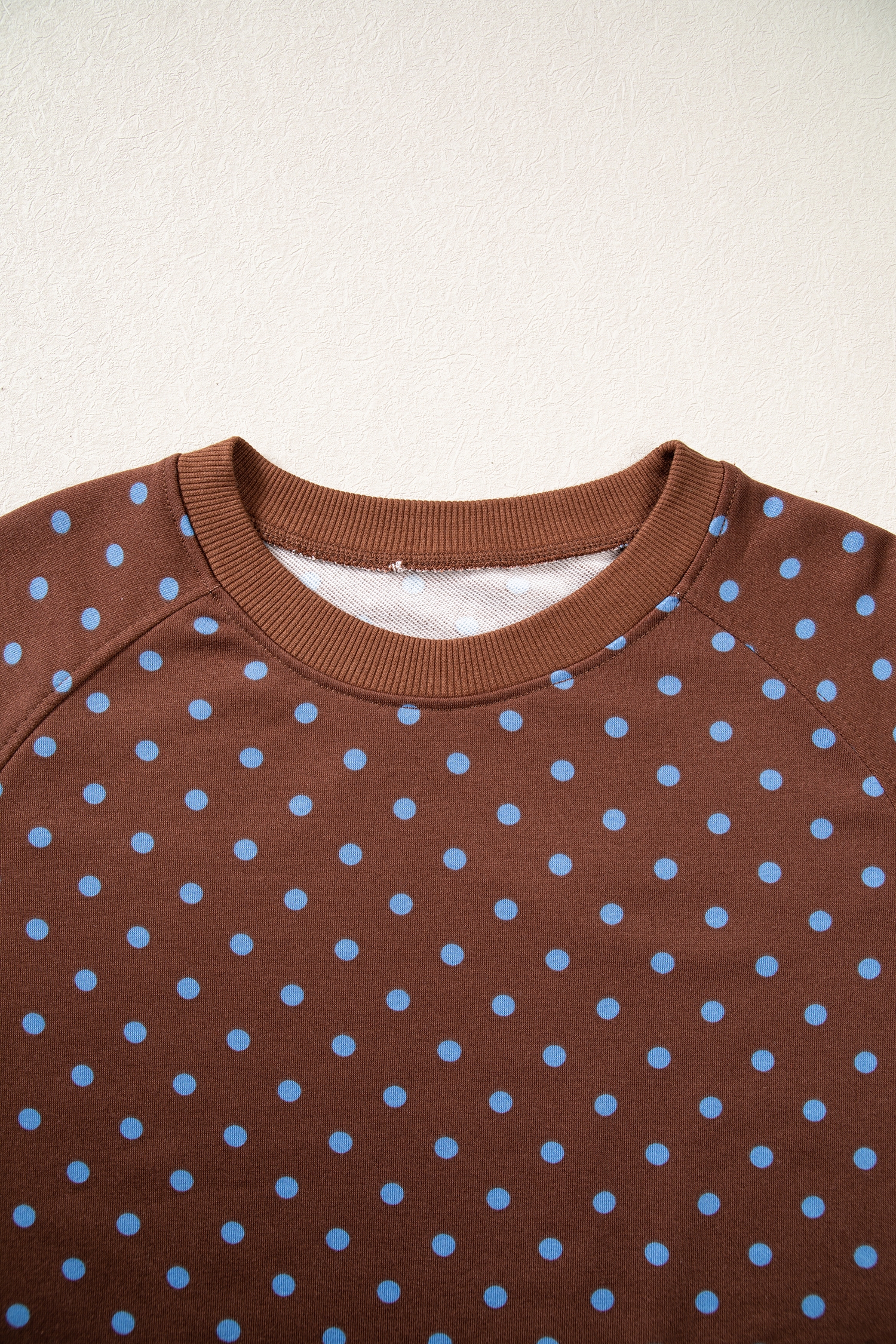 Brown Polka Dot Women's Set, Long Sleeve Wide Leg Pants - Detail View 5