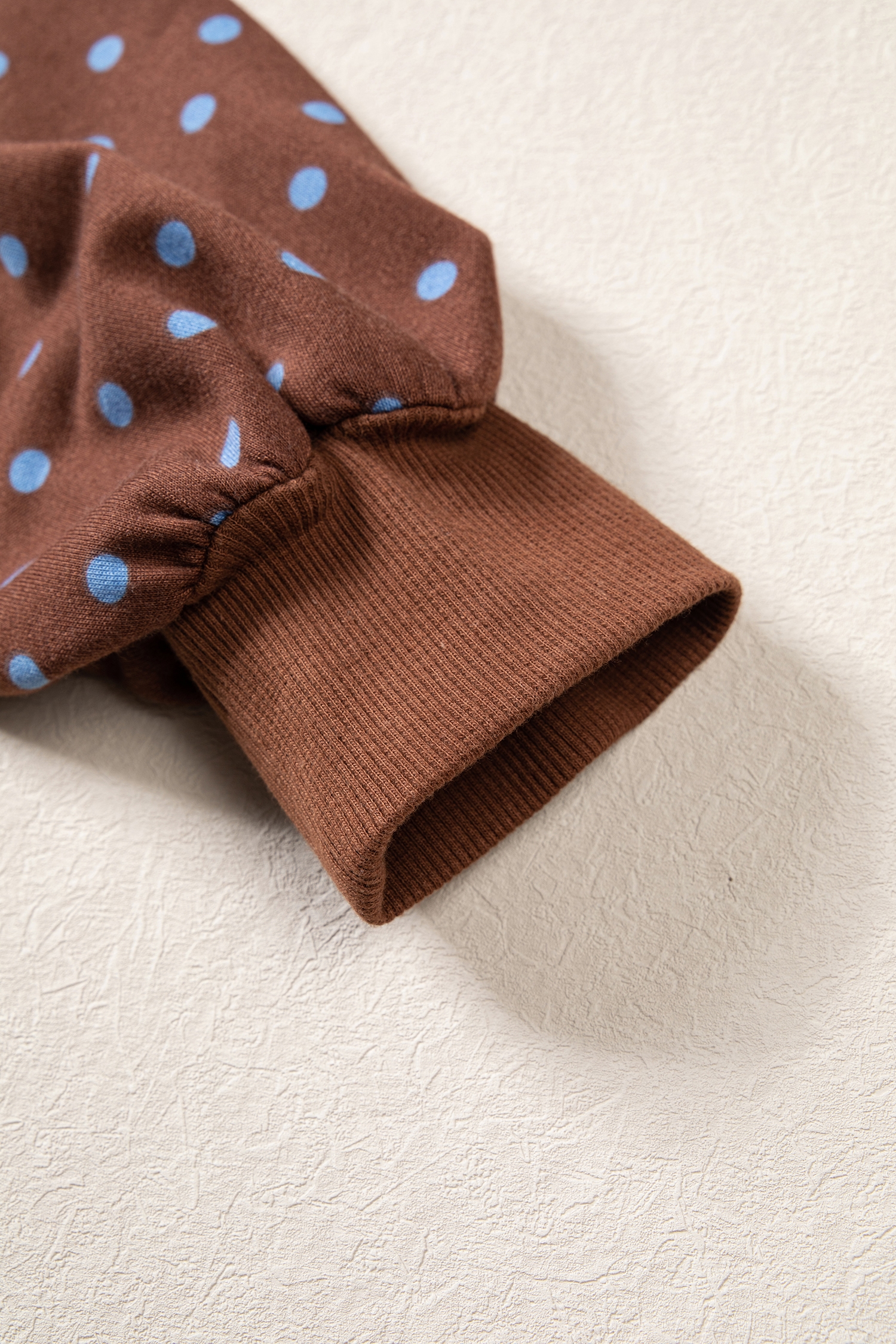 Brown Polka Dot Women's Set, Long Sleeve Wide Leg Pants - Detail View 8