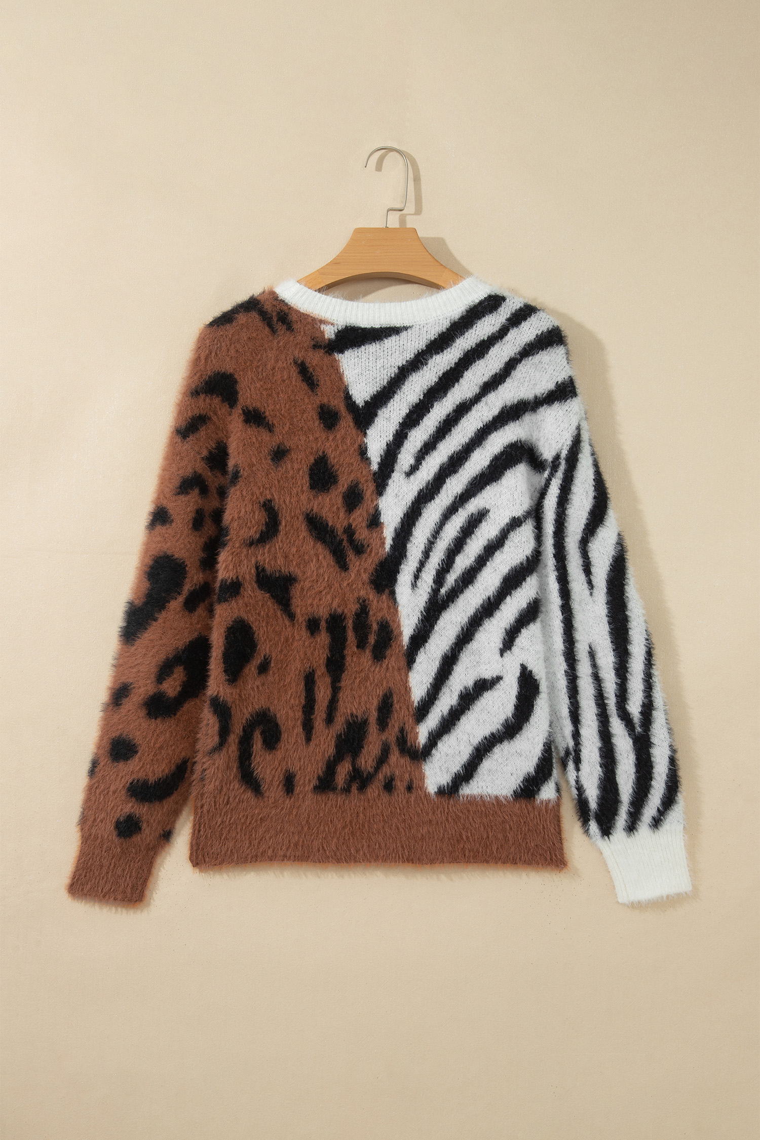 Women's Long Sleeve Sweater, Cozy Cotton Acrylic Knit - Detail View 3