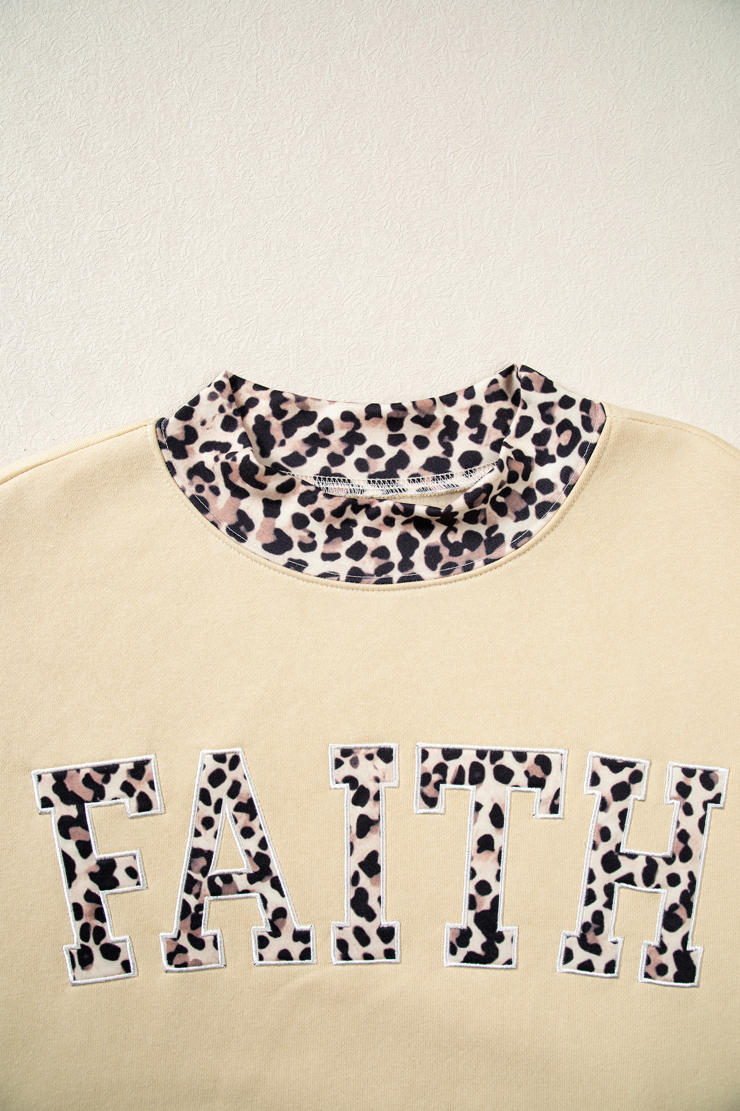 Oversized Mock Neck Sweatshirt, Women Fall Leopard Pullover - Detail View 5