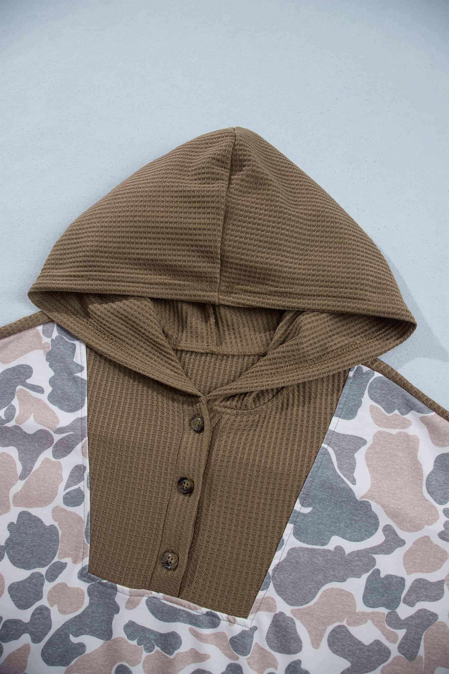 Women's Camouflage Pullover, Casual Button Hood - Detail View 8