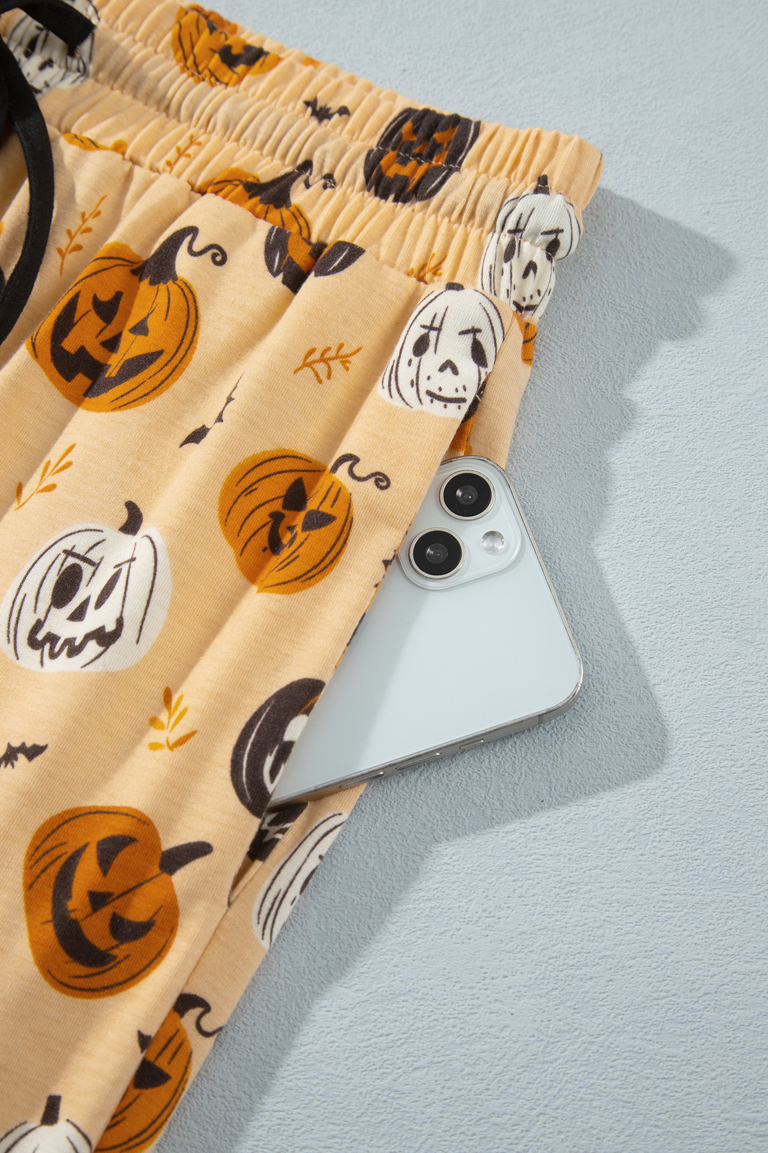 Autumn Pumpkin Print Sleepwear, Two Piece Casual Lounge Set - Detail View 8