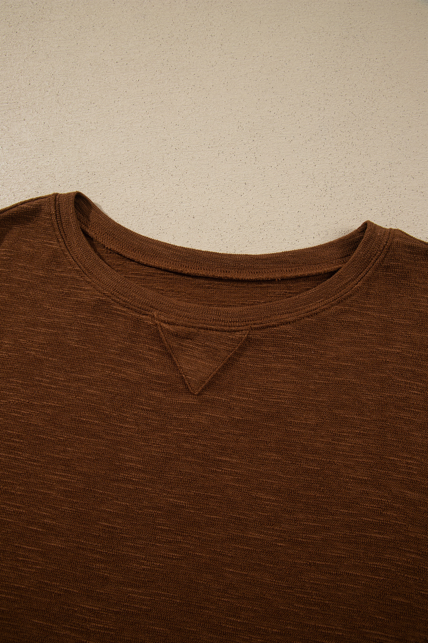 Cozy Chestnut Matching Set, Women's Elastic Waist Shorts Set - Detail View 9