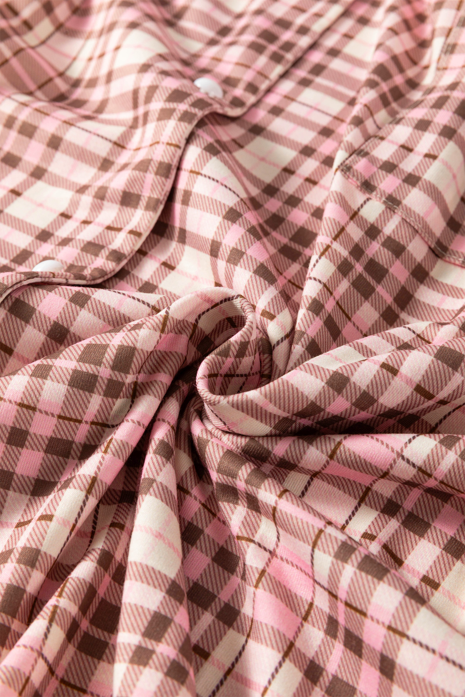Women's Long Sleeve Lounge Set, Soft Plaid Pajamas - Detail View 9