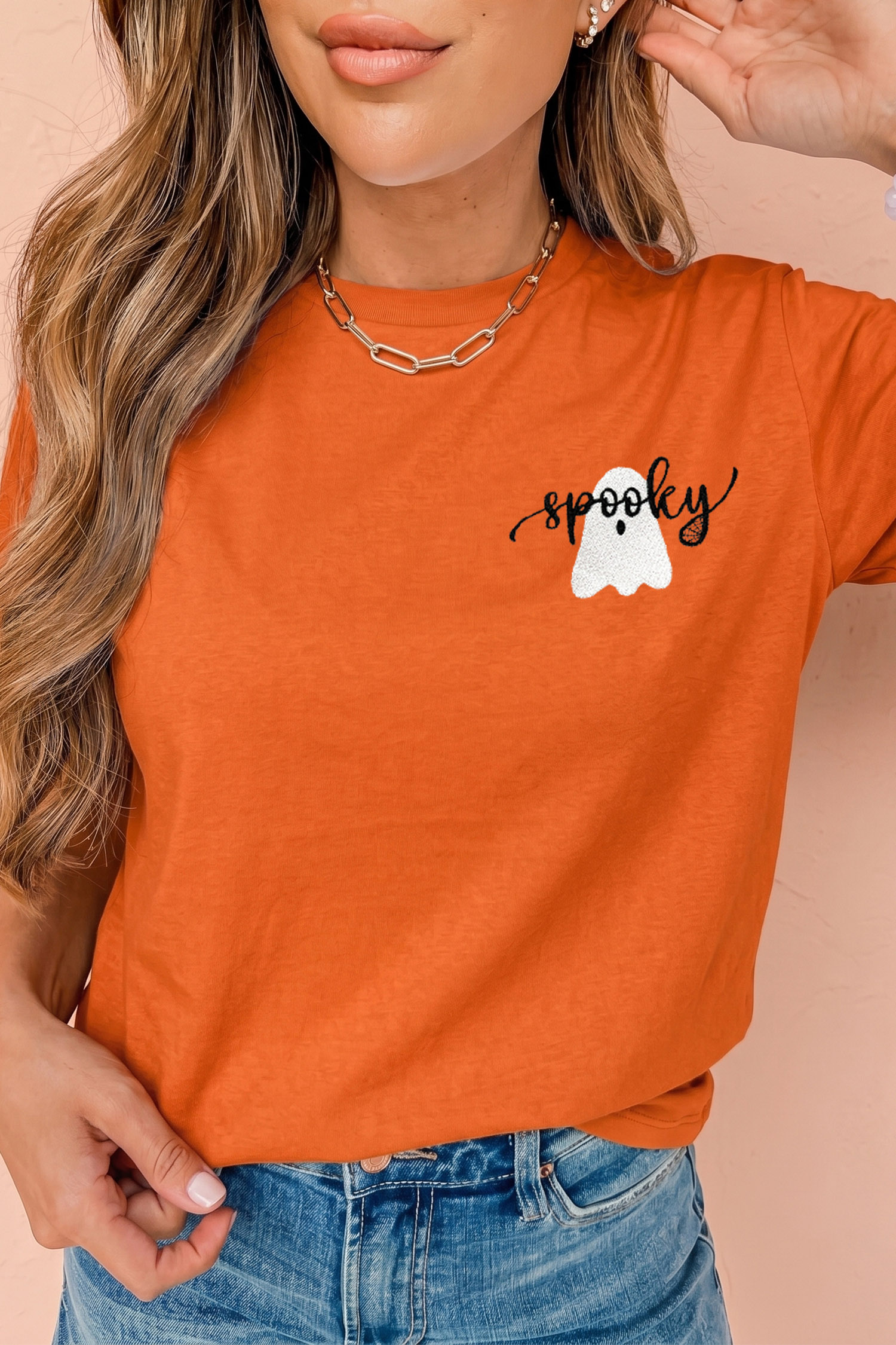 Women's Cotton Blend Ghost Tee, Soft Stretch Tee Shirt - Detail View 6
