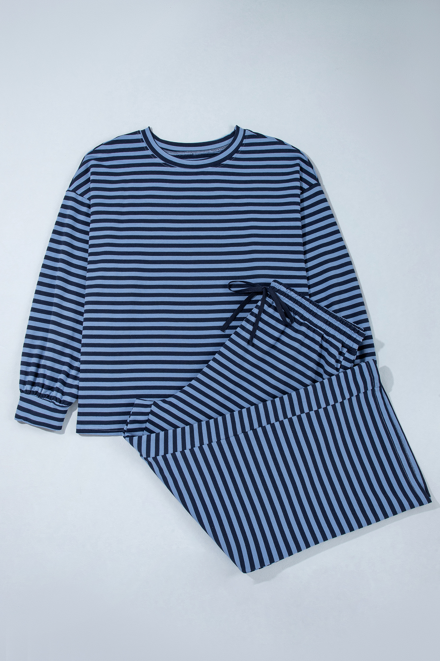 Women's Striped Lounge Set, Casual Long Sleeve Pajamas - Detail View 7