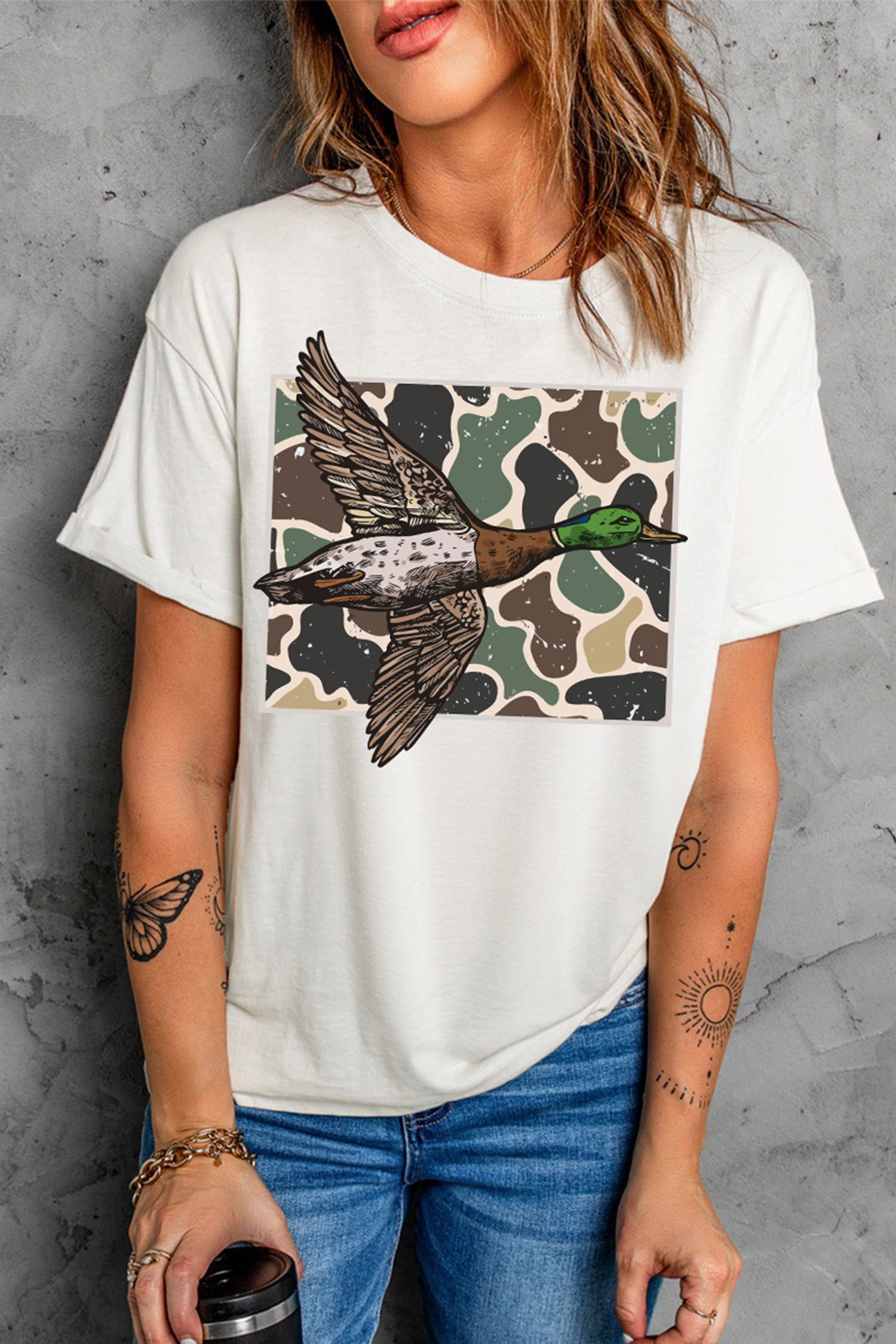 Women's Mallard Duck T-Shirt, Soft Cotton Blend Casual - Detail View 6