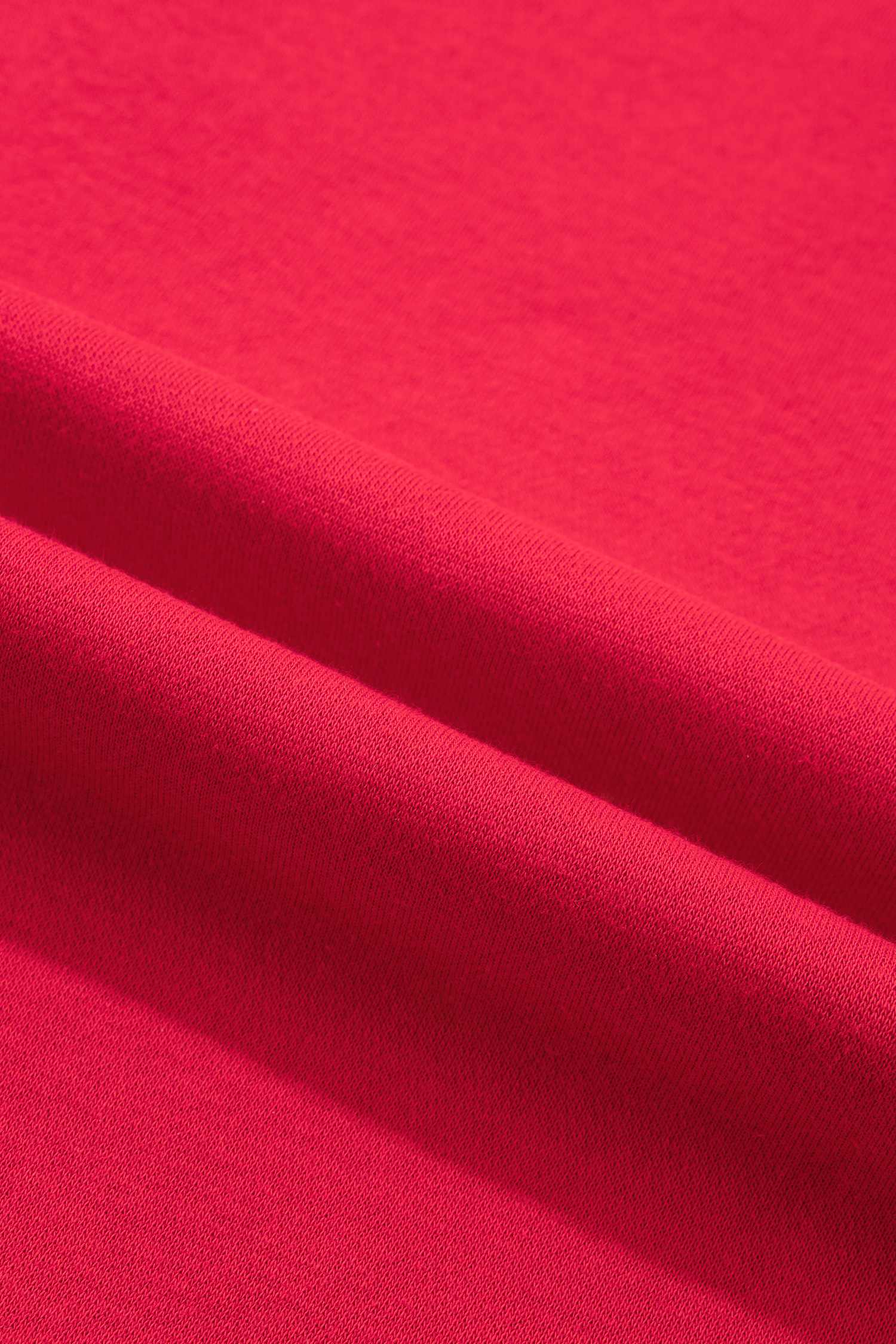 Oversized Red Mock Neck Sweatshirt, Polka Dot Trim Detail - Detail View 8