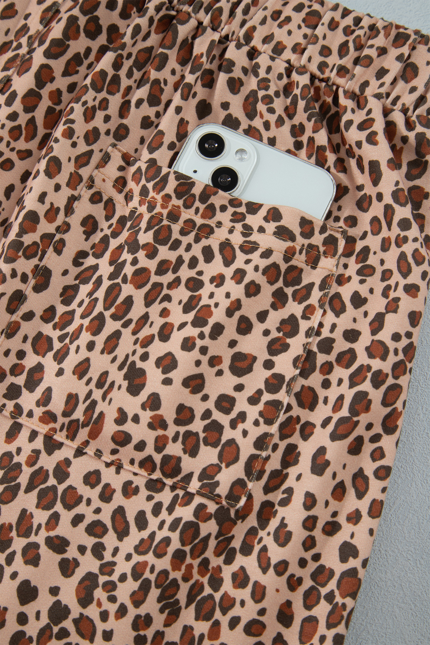 Women's Leopard Print Joggers, Casual High Waist Drawstring - Detail View 7