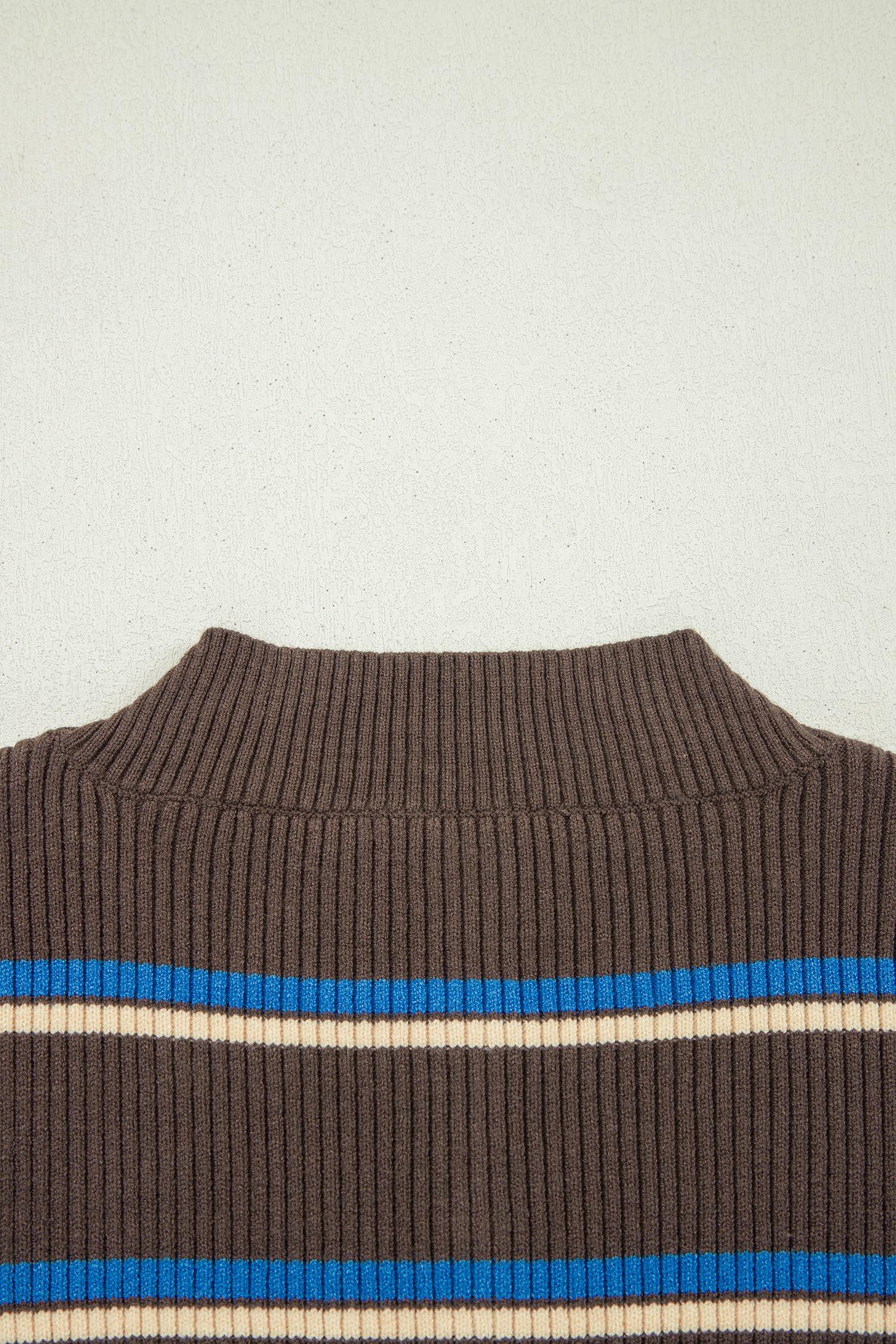 Women's Striped Knit Pullover, Contrast Cuff Button Top - Detail View 14