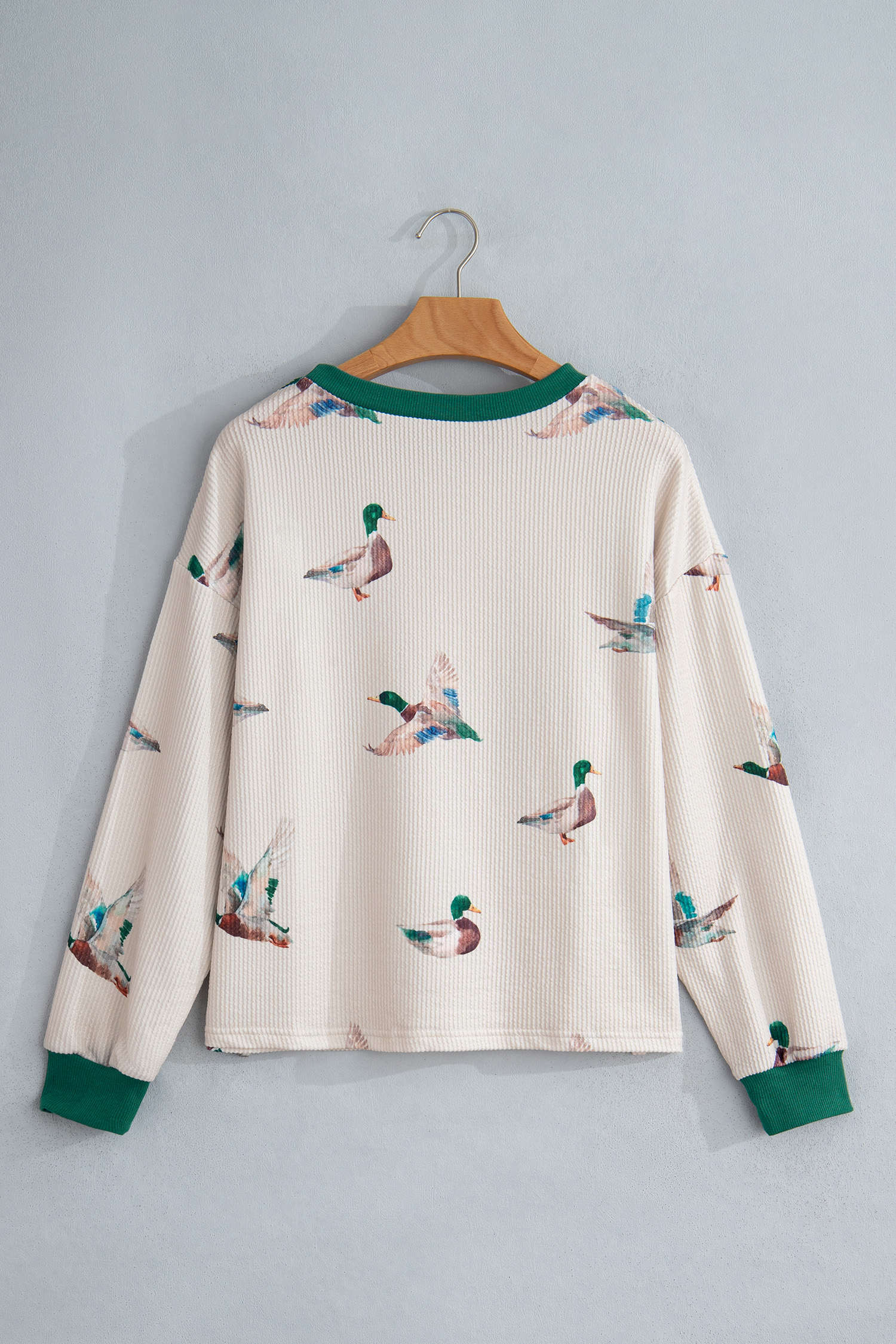 Casual Duck Pattern Sweatshirt, Long Sleeve Country Style - Detail View 5