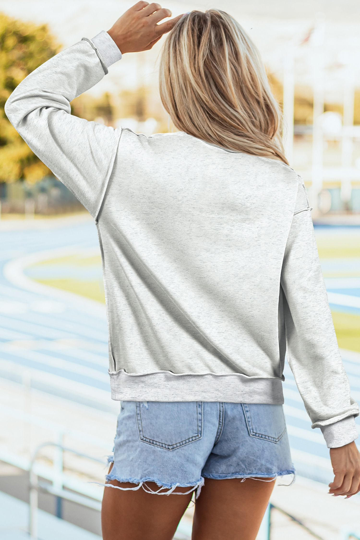 Women's Oversized Mock Neck Pullover, Cozy Cotton Blend - Detail View 9
