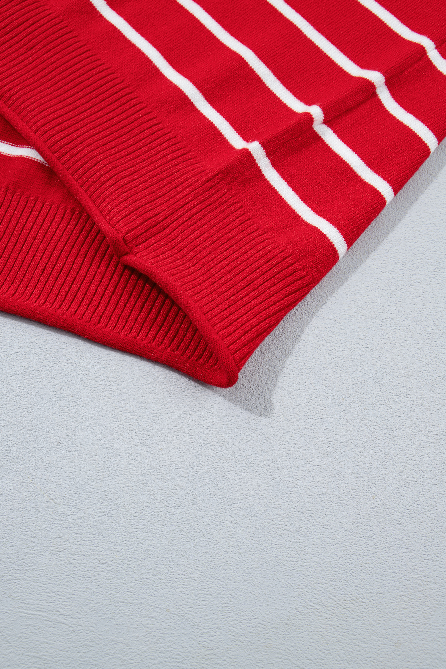 Women's Striped Relaxed Knit Sweater, Casual Half Sleeve - Detail View 7