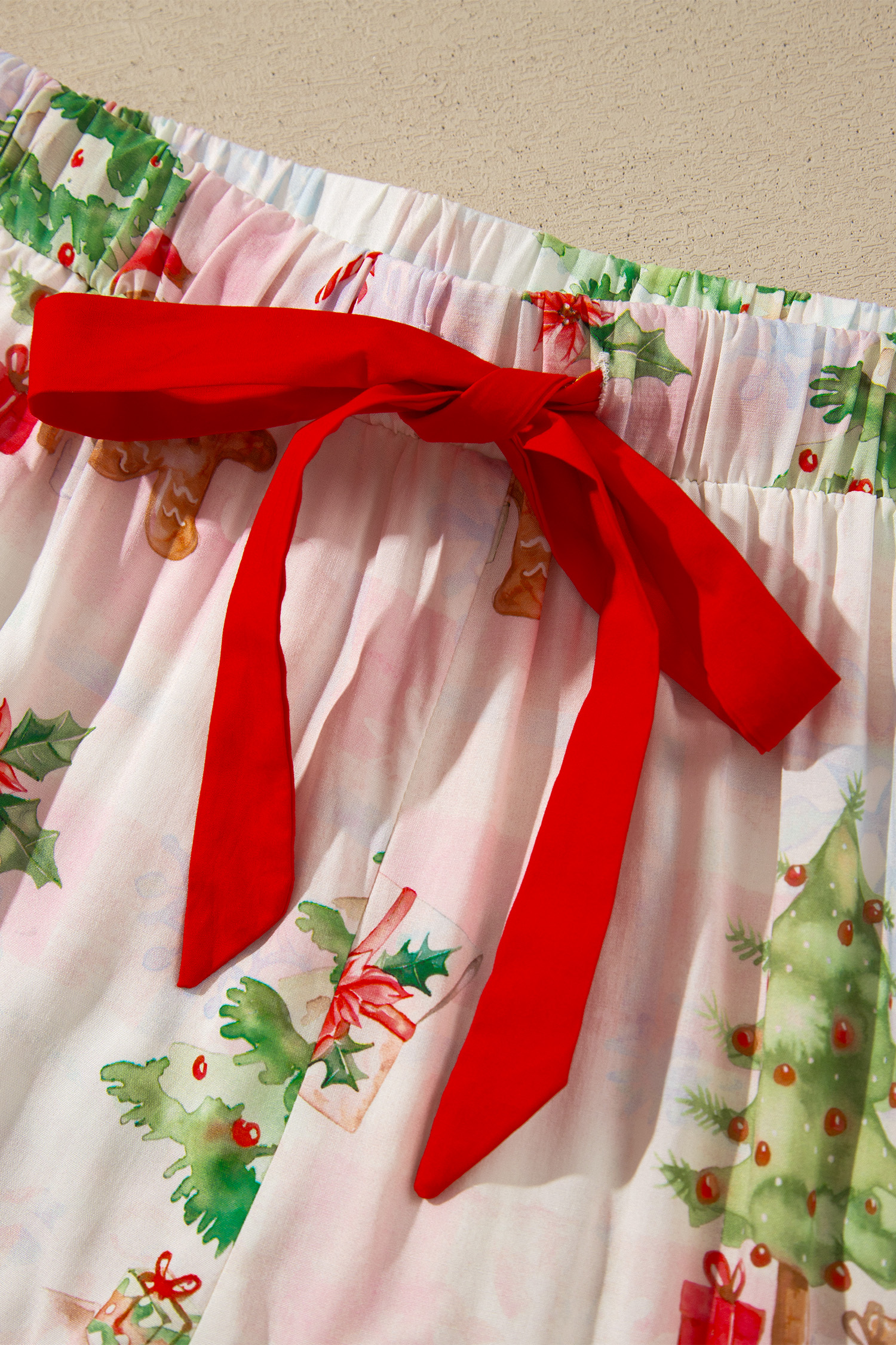 Women's Holiday Pajama Set, Pink Gingerbread Print - Detail View 8