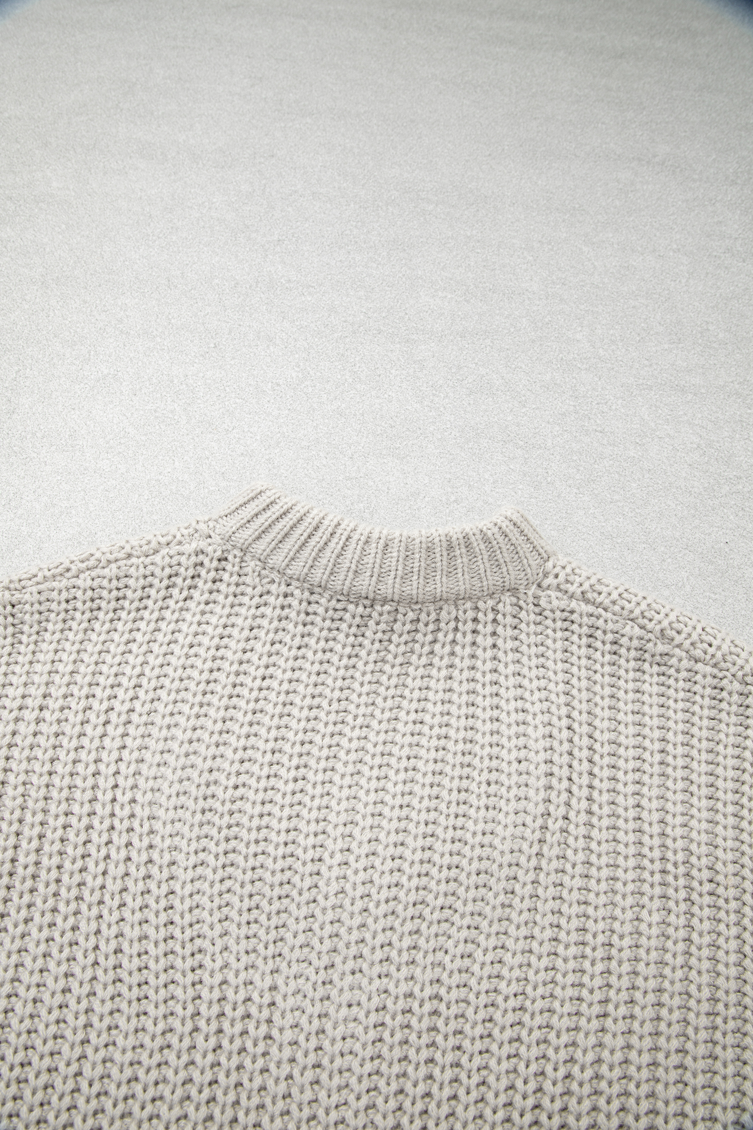 Women's Short Sleeve Knit Sweater, Casual Zip High Neck - Detail View 10