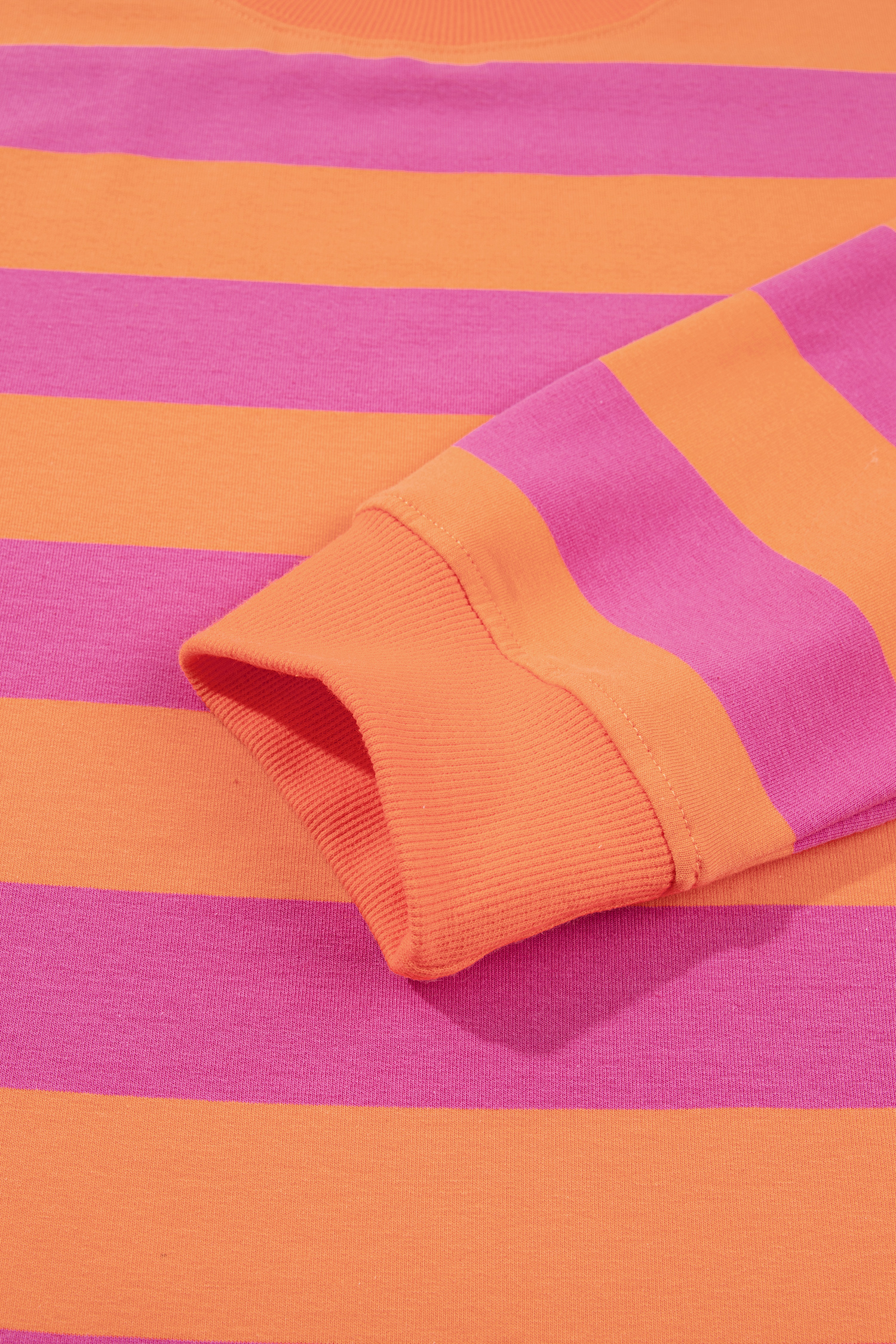 Women's Striped Sweatshirt, Mock Neck Long Sleeve Pullover - Detail View 7