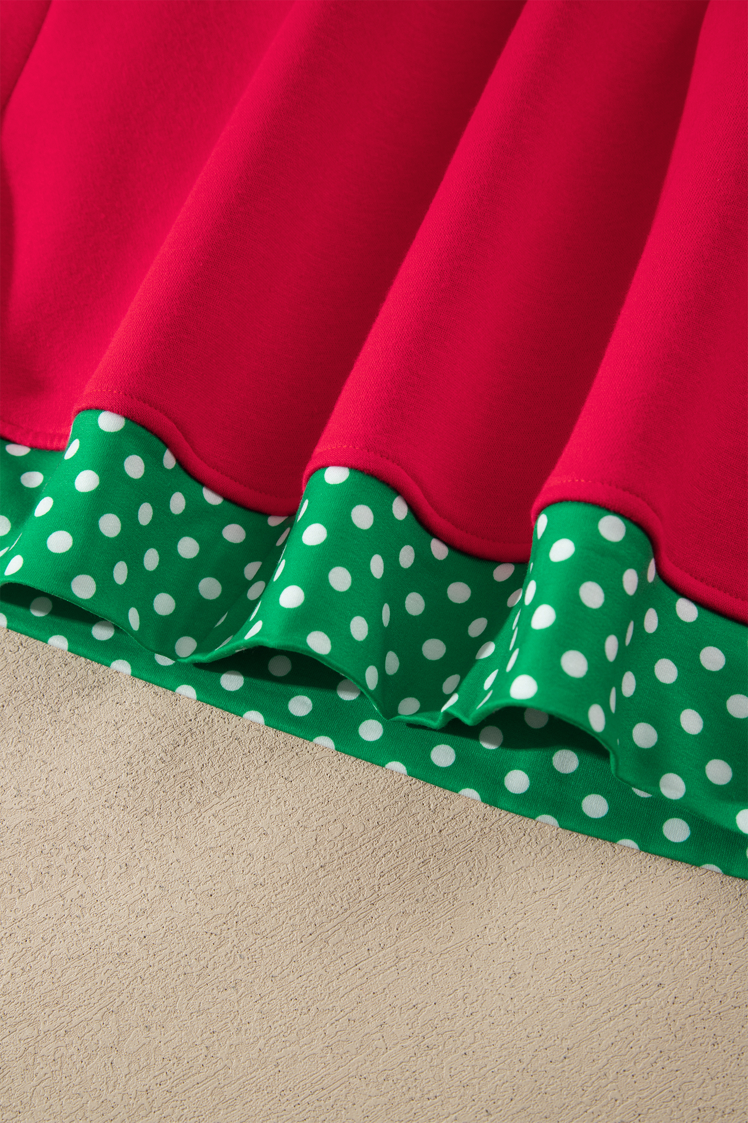 Women's Polka Dot Sweatshirt, Racing Red Casual Long Sleeve - Detail View 7