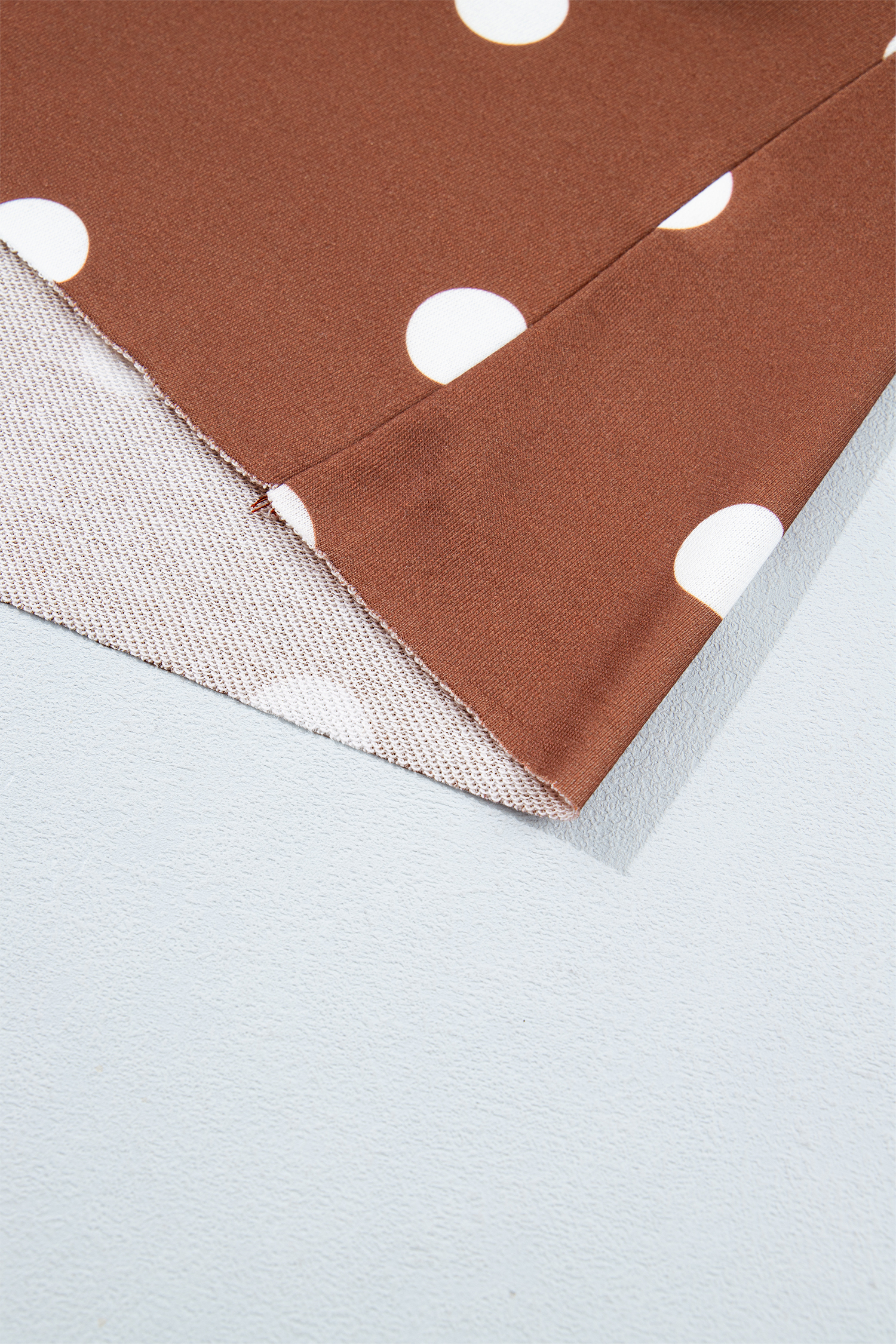 Women's Polka Dot Skort Set, Casual Brown Fall Lounge - Detail View 10