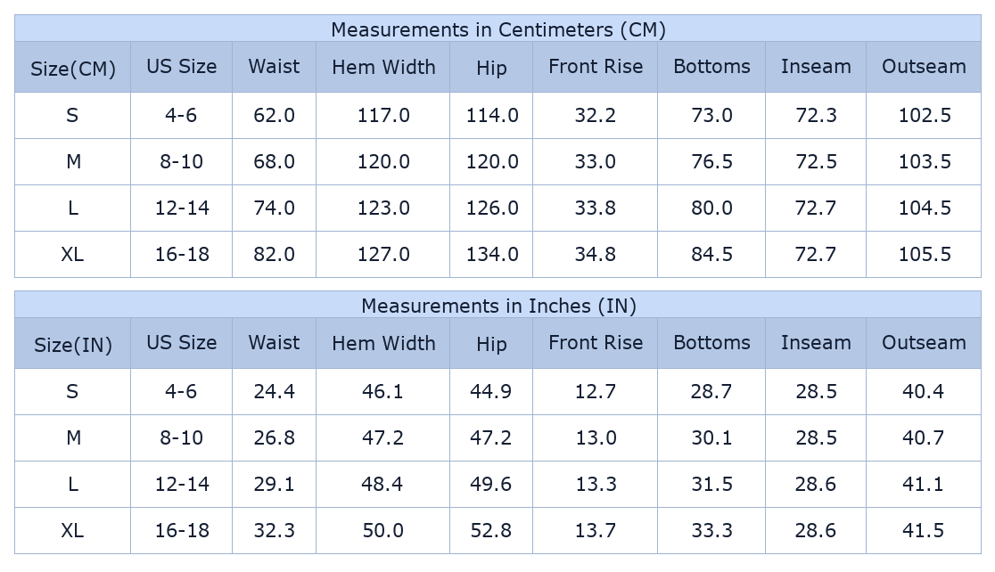 Women's Wide Leg Pants, Casual Smocked Floral - Size Chart & Details