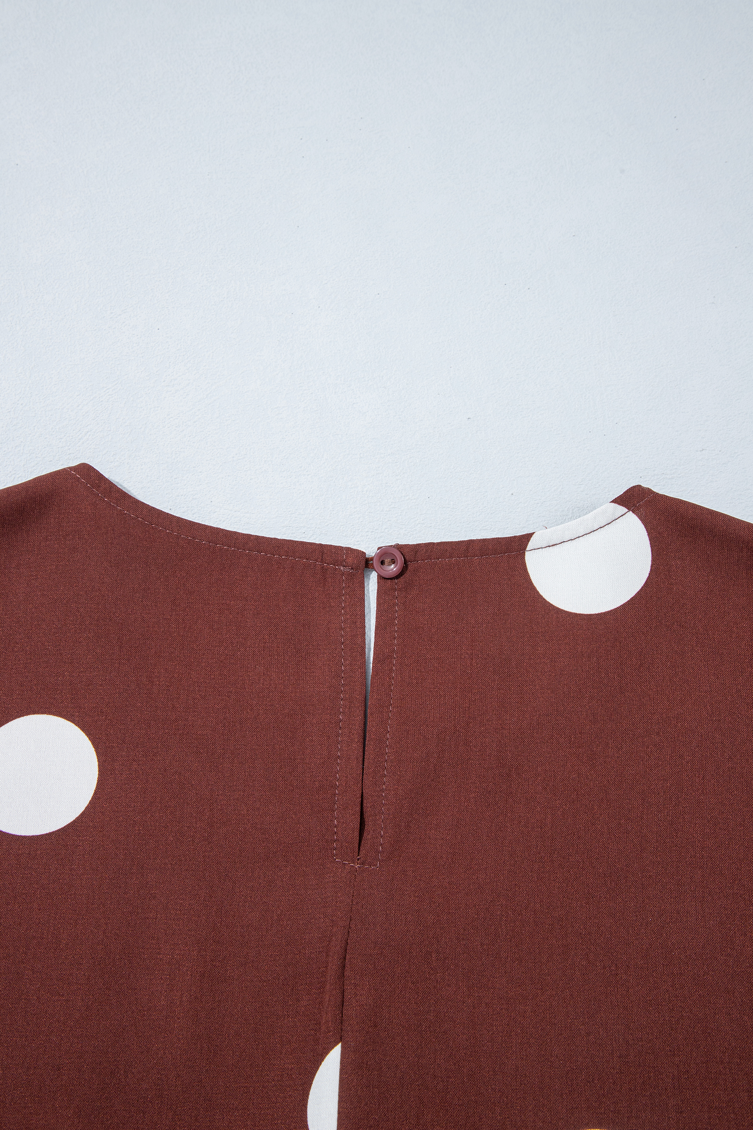 Brown Polka Dot Dress, Long Sleeve Tie Waist Casual Maxi - Detail View 7