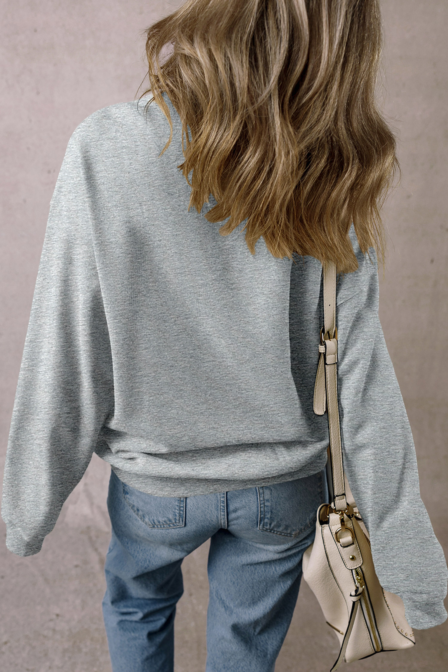 Oversized Ghost Graphic Sweatshirt, Cozy Autumn Round Neck Top - Detail View 2